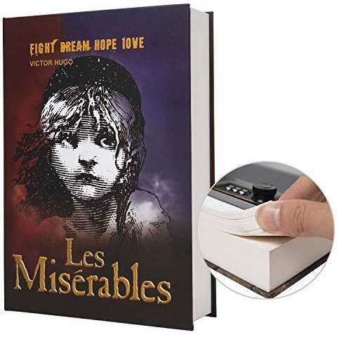 Real Paper Transfer Book Safe, Hollow With Secret Hidden Compartment, Combination Lock, 8.7"&quot6"&quot2"" (Les Miserables-Combination)
