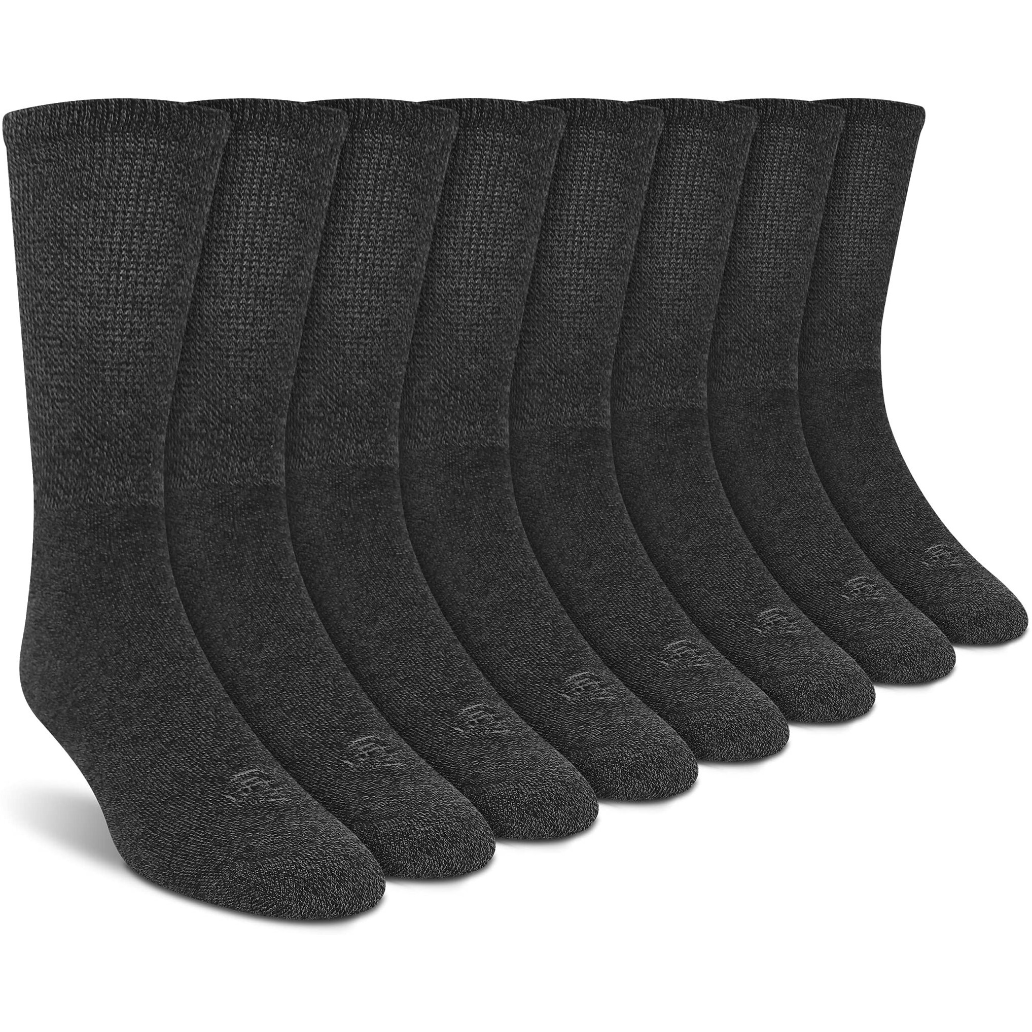 Doctor's Choice Diabetic Socks For Men, Seamless Crew Socks With Non-Binding Top, Provides Extra Comfort For Gout, 4-Pairs, Charcoal, Large, Size 10-13