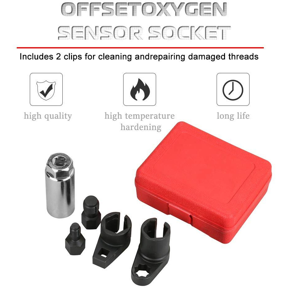 Gohawkteq Automotive Oxygen Sensor Socket Removal Tool Wrench And Thread Chaser Set 5Pcs