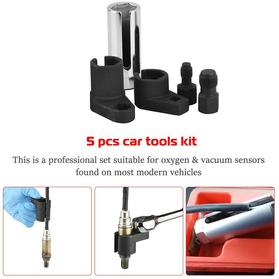 Gohawkteq Automotive Oxygen Sensor Socket Removal Tool Wrench And Thread Chaser Set 5Pcs