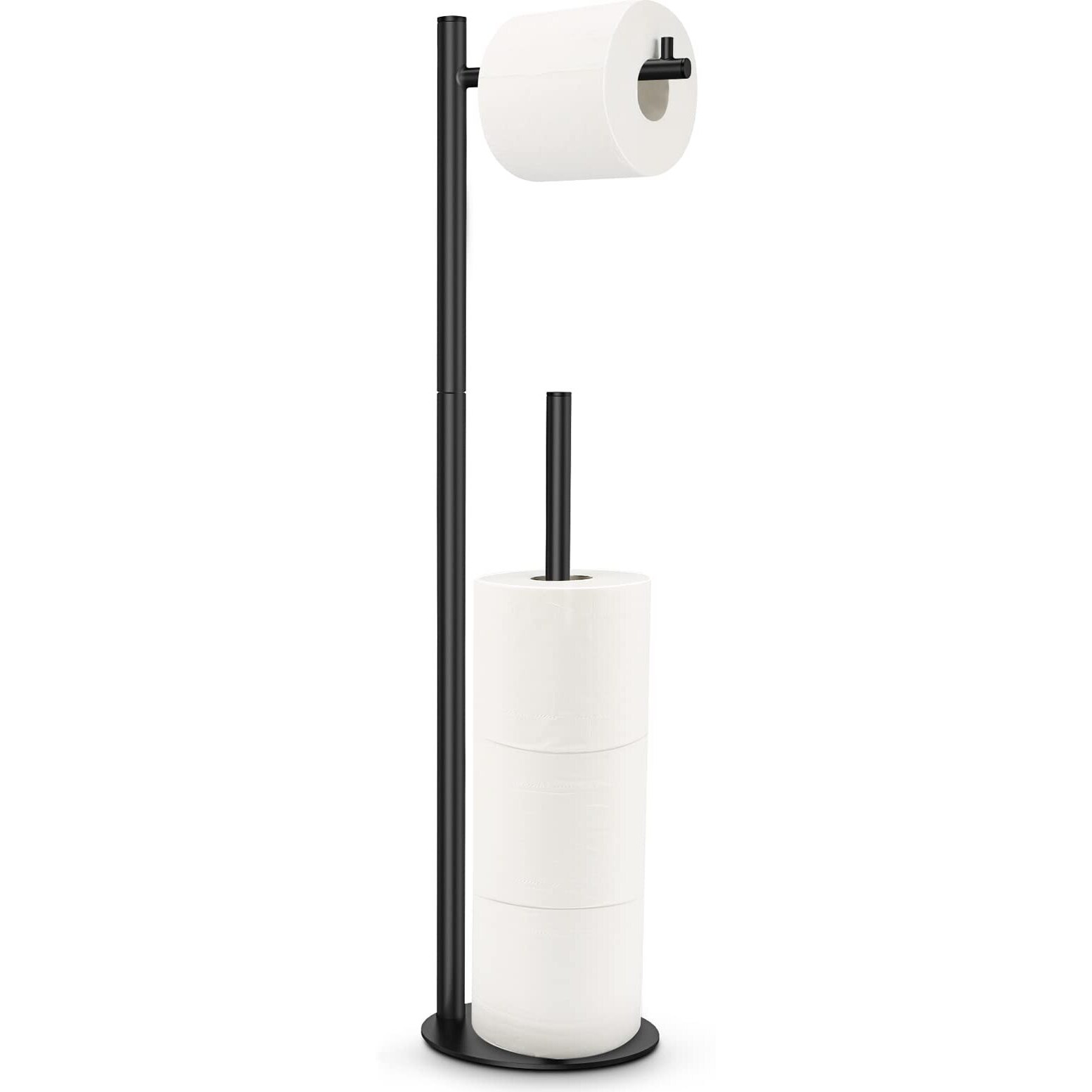 Toilet Paper Holder Stand, Toilet Paper Stand Black, Free Standing Toilet Paper Holder, Toilet Paper Holder With Storage By Bathth