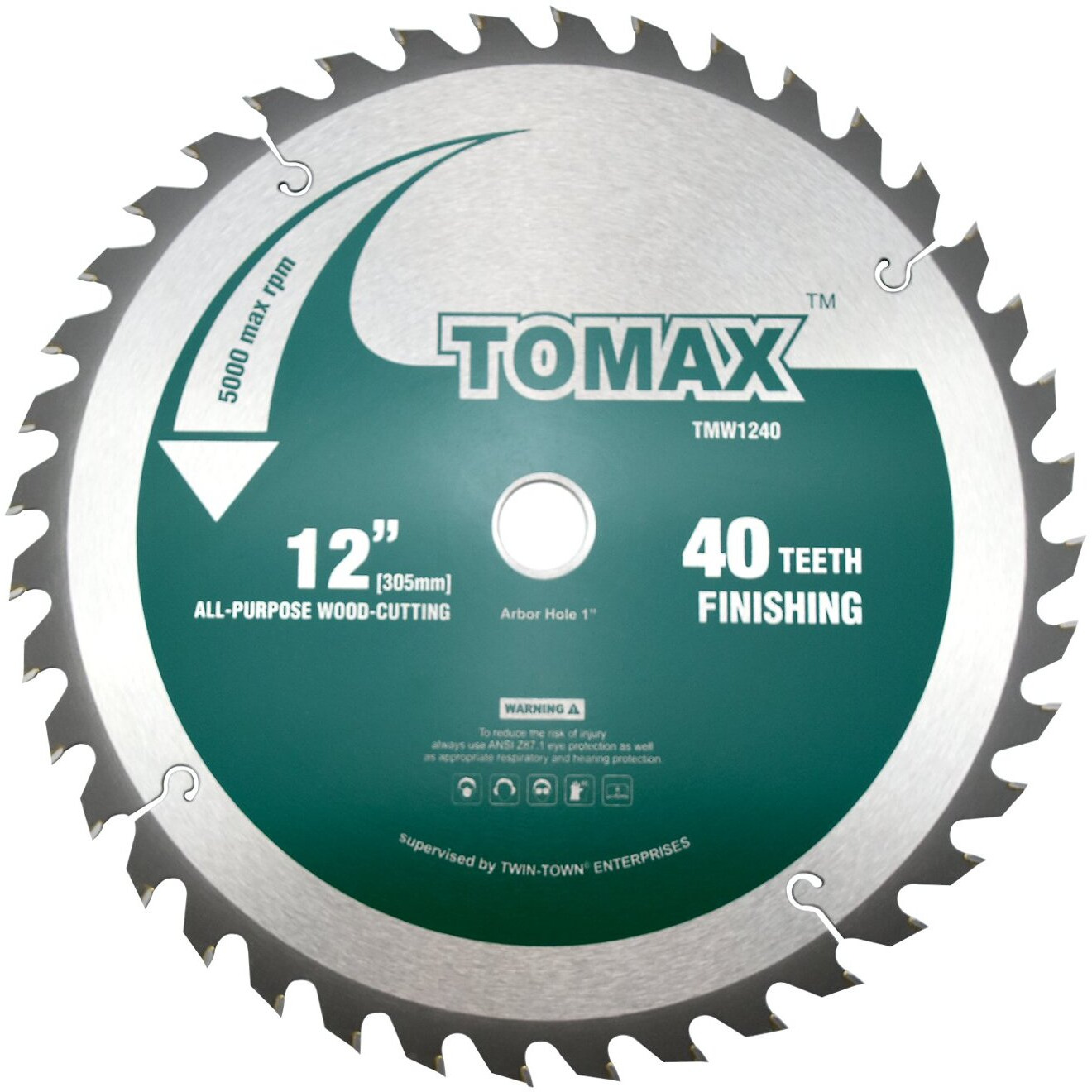 Tomax 12-Inch 40 Tooth Atb Finishing Saw Blade With 1-Inch Arbor