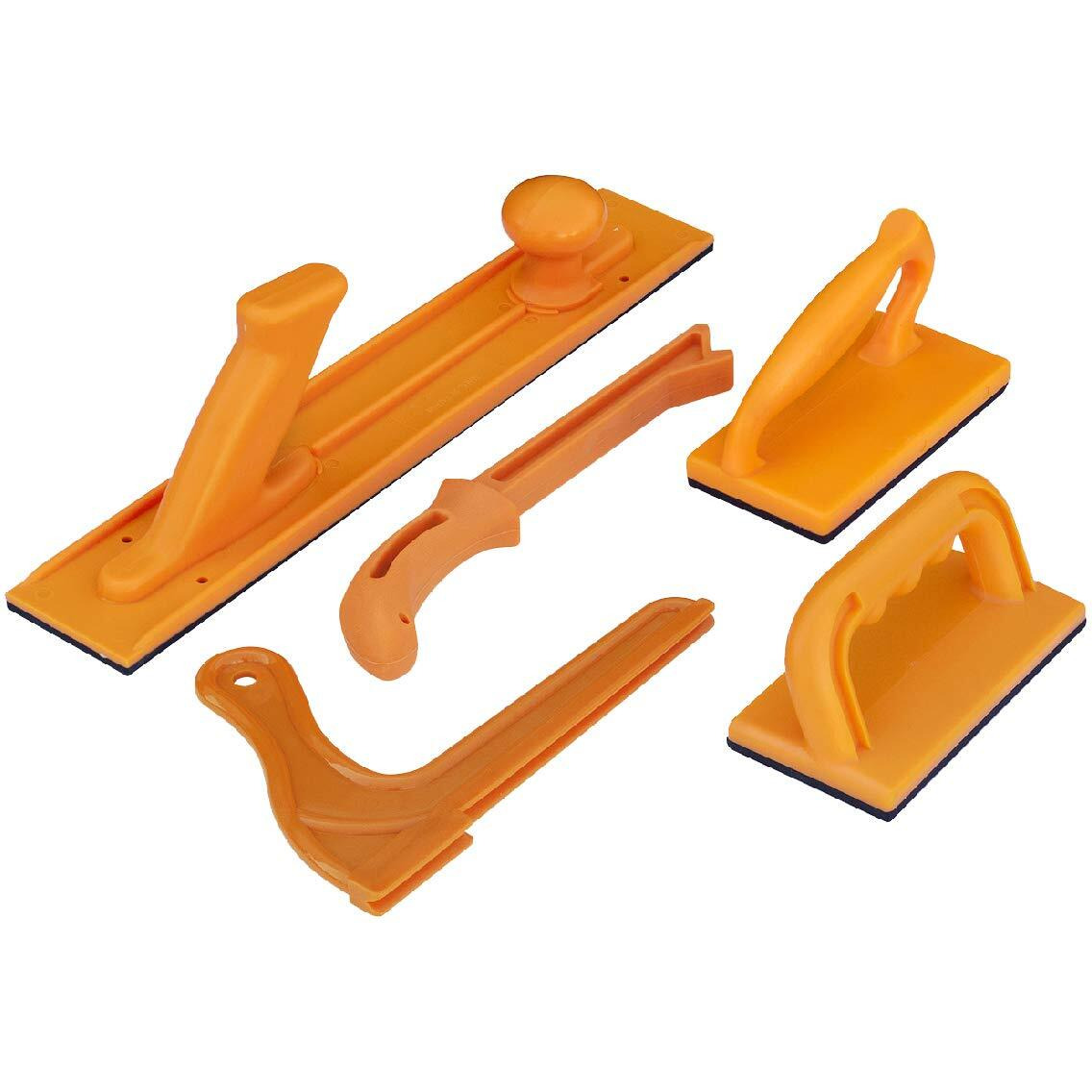 Powertec 71009 Push Block And Push Stick Set For Table Saws, Router Tables, Band Saws & Jointers, Dual Ergonomic Handles W/Max Grip, Hand Protection For Woodworking, Safety For Woodworkers - 5 Pack