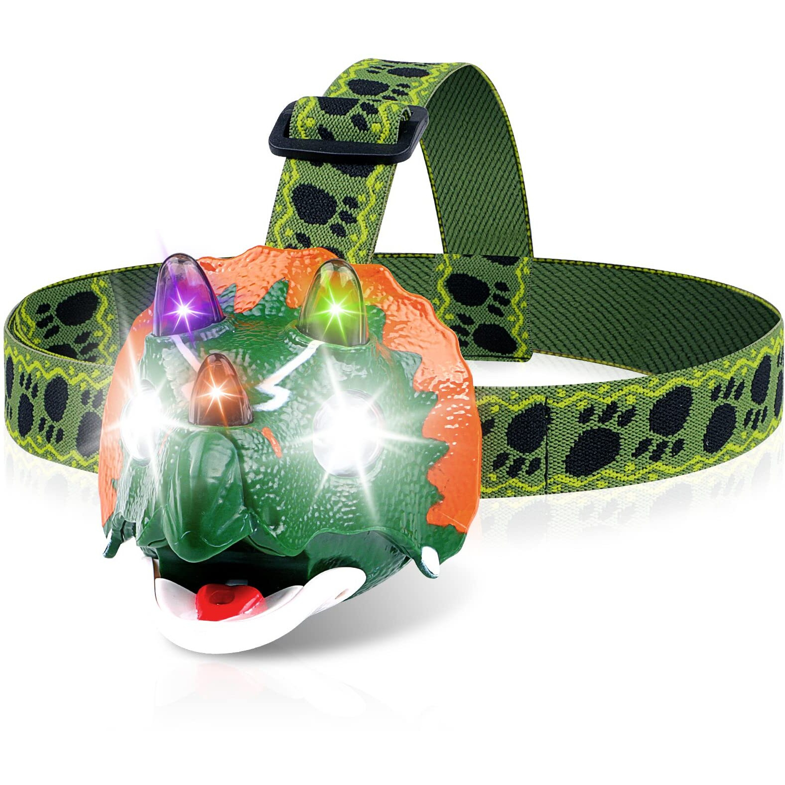 Triceratops Led Headlamp - Dinosaur Headlamp For Kids Camping Essentials  Dinosaur Toy Head Lamp Flashlight For Boys Girls Or Adults  Ideal Gift For Birthday, Halloween, Christmas, New Year