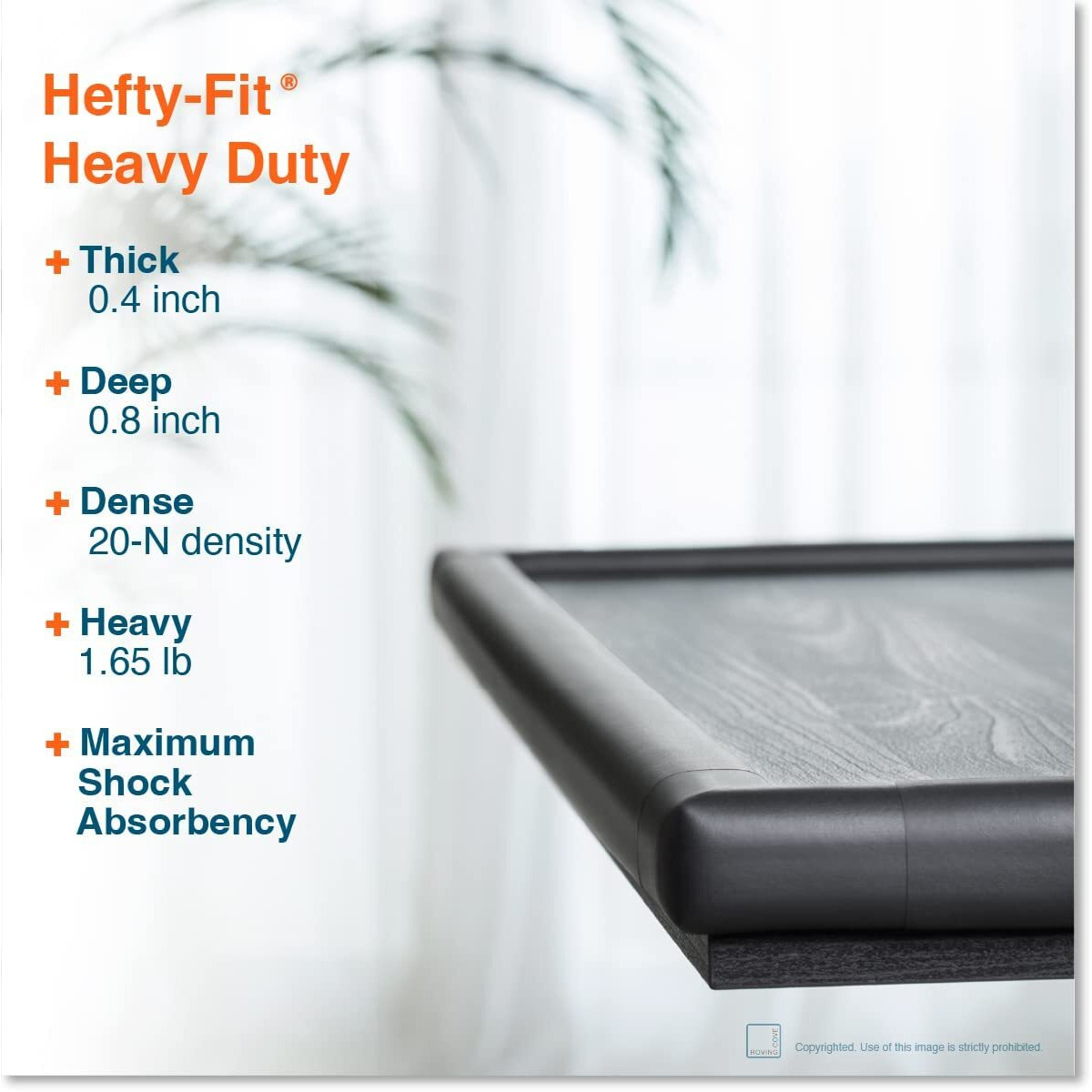 Rovingcove Edge Corner Protector Baby Proofing (Large 18Ft Edge 8 Corners), Hefty-Fit Heavy-Duty, Soft Nbr Rubber Foam, Furniture Fireplace Safety Corner Edge Bumper Guard, 3M Adhesive, Onyx Black