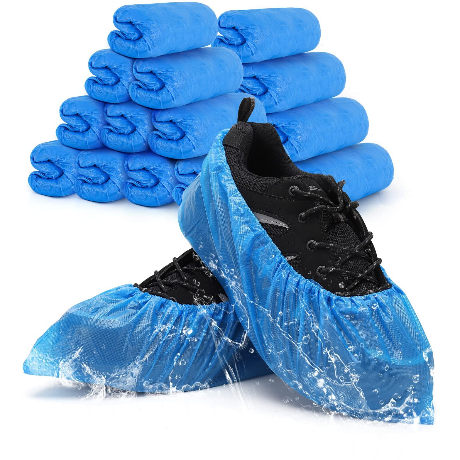 Buself Shoe Covers Disposable Non Slip For Indoors 200 Pack(100 Pairs) Recyclable Shoe Booties Waterproof Shoe & Boot Covers Durable Shoe Protectors Covers One Size Fits Most Blue