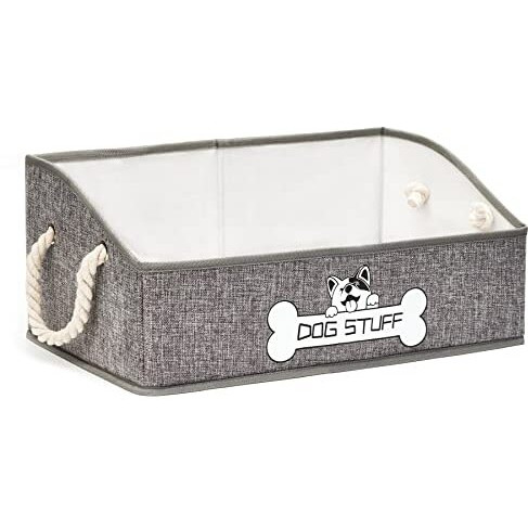 Thankspaw Dog Toy Box, Large Dog Toys Storage With Handle, Collapsible Dog Toy Bin, Fabric Trapezoid Basket Chest Organizer, Perfect For Pet Toys, Blankets, Dog Toys And Accessories
