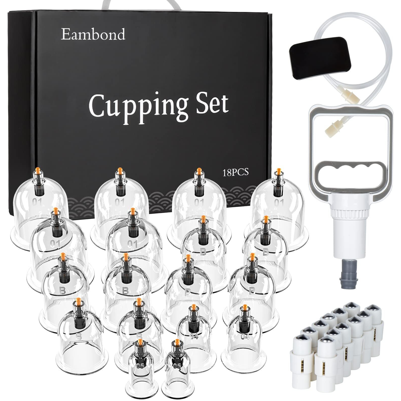 Eambond Cupping Set, Cupping Therapy Sets Massage Back, Pain Relief, Physical Therapy, Chinese Cupping Kit With Vacuum Pump For Massage Therapists-Improve Your Health & Wellness