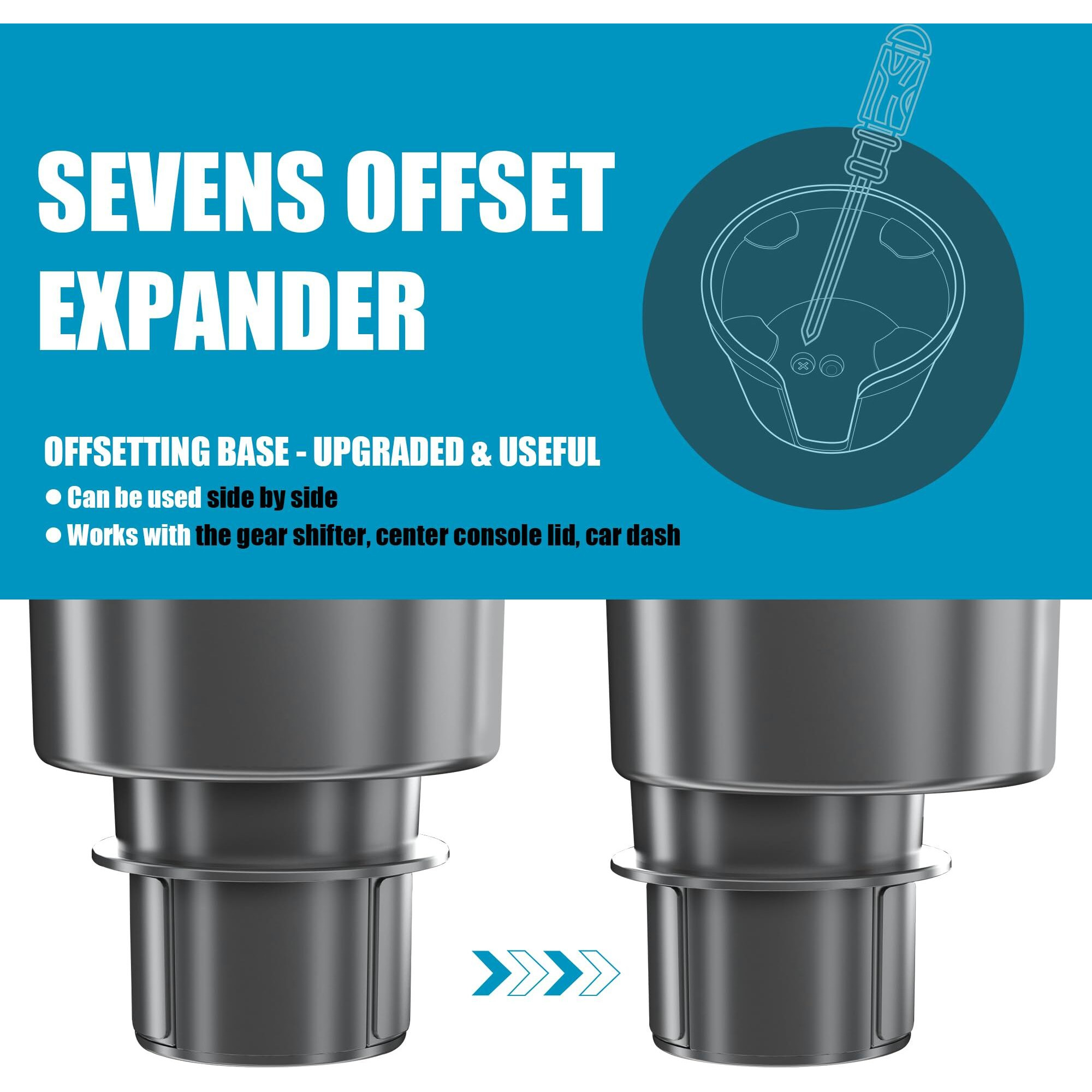 Upgraded Car Cup Holder Expander Adapter With Offset Adjustable Base, Compatible With Yeti 14/24/36/46Oz Ramblers, Hydro Flasks 32/40Oz, Other Large Bottles Mugs In 3.5 ""-4.0 "", Silver 1 Pack