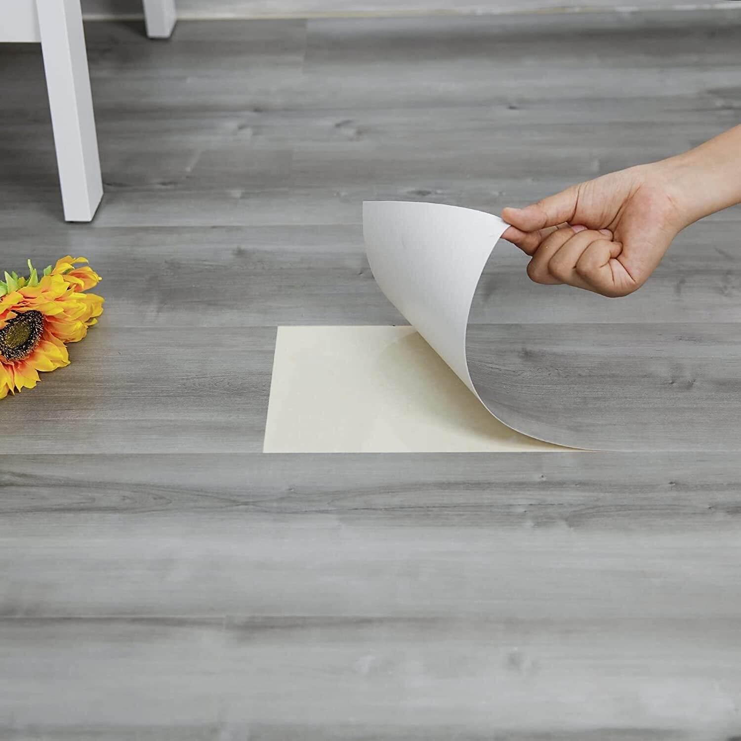 Peel And Stick Floor Tile, 35In6In, Natural Grey Wood Grain Look, Self Adhesive And Waterproof For Transfer Bathroom, Kitchen, Living Room, Bedroom(10 Pcs)