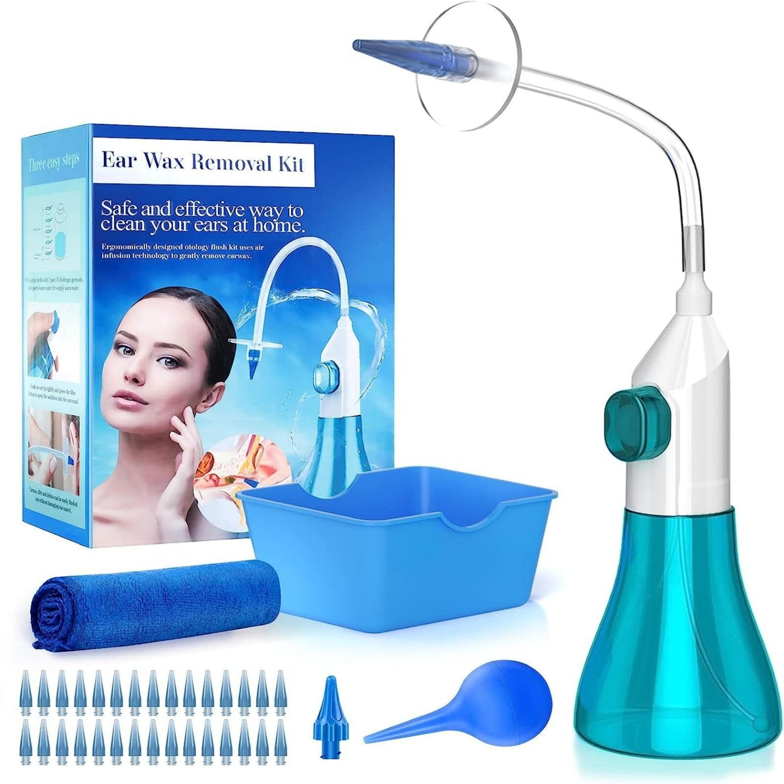 Weuany Ear Wax Removal, Ear Cleaner, Earwax Removal Kit, Manual Ear Irrigation Flushing System, Ear Cleaning Kit, Safe And Effective To Clean Ear Built Up Wax