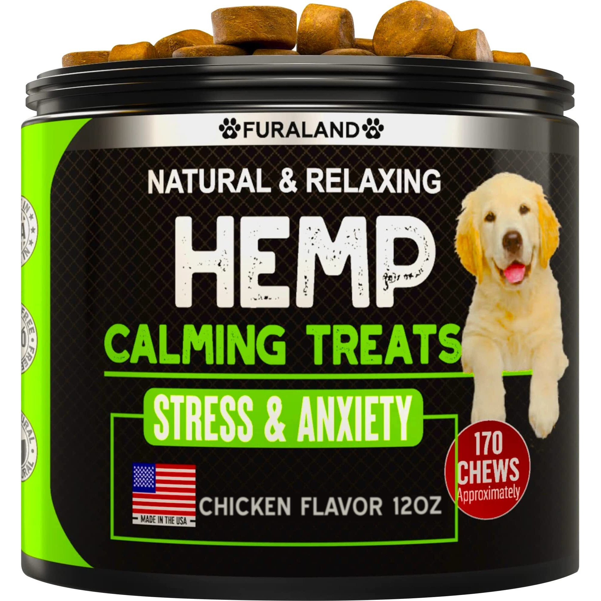 Hemp Calming Chews For Dogs With Anxiety And Stress - 170 Dog Calming Treats - Storms, Barking, Separation - Valerian Root - Melatonin - Hemp Oil - Dog Anxiety Relief - Made In Usa | Soft Chews