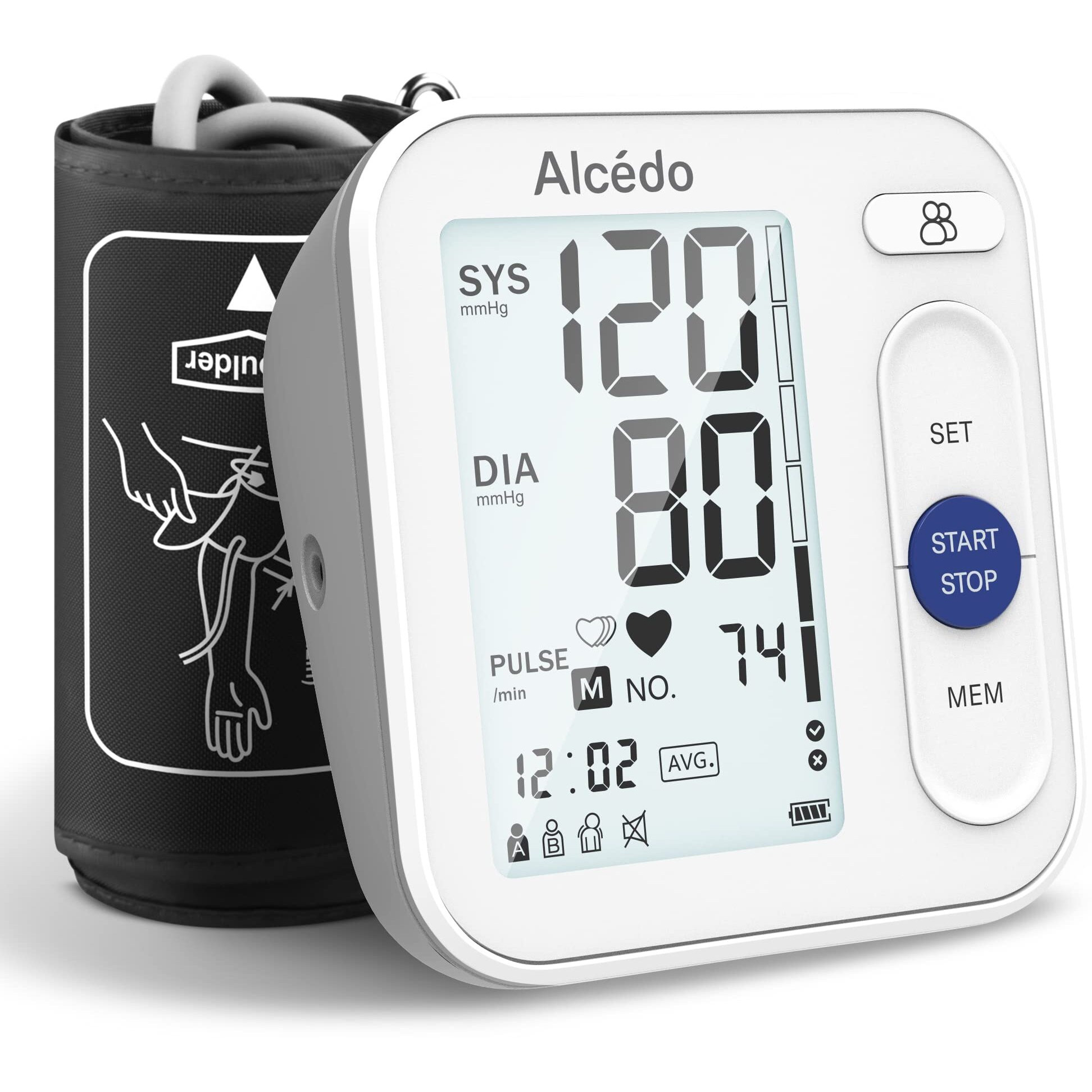 Alcedo Blood Pressure Monitor For Home Use, Accurate Digital Upper Arm Bp Machine With 8.7 To 16.5 Inch Cuff, 2X120 Memory, Large Backlit Screen, Battery Included, Talking Function