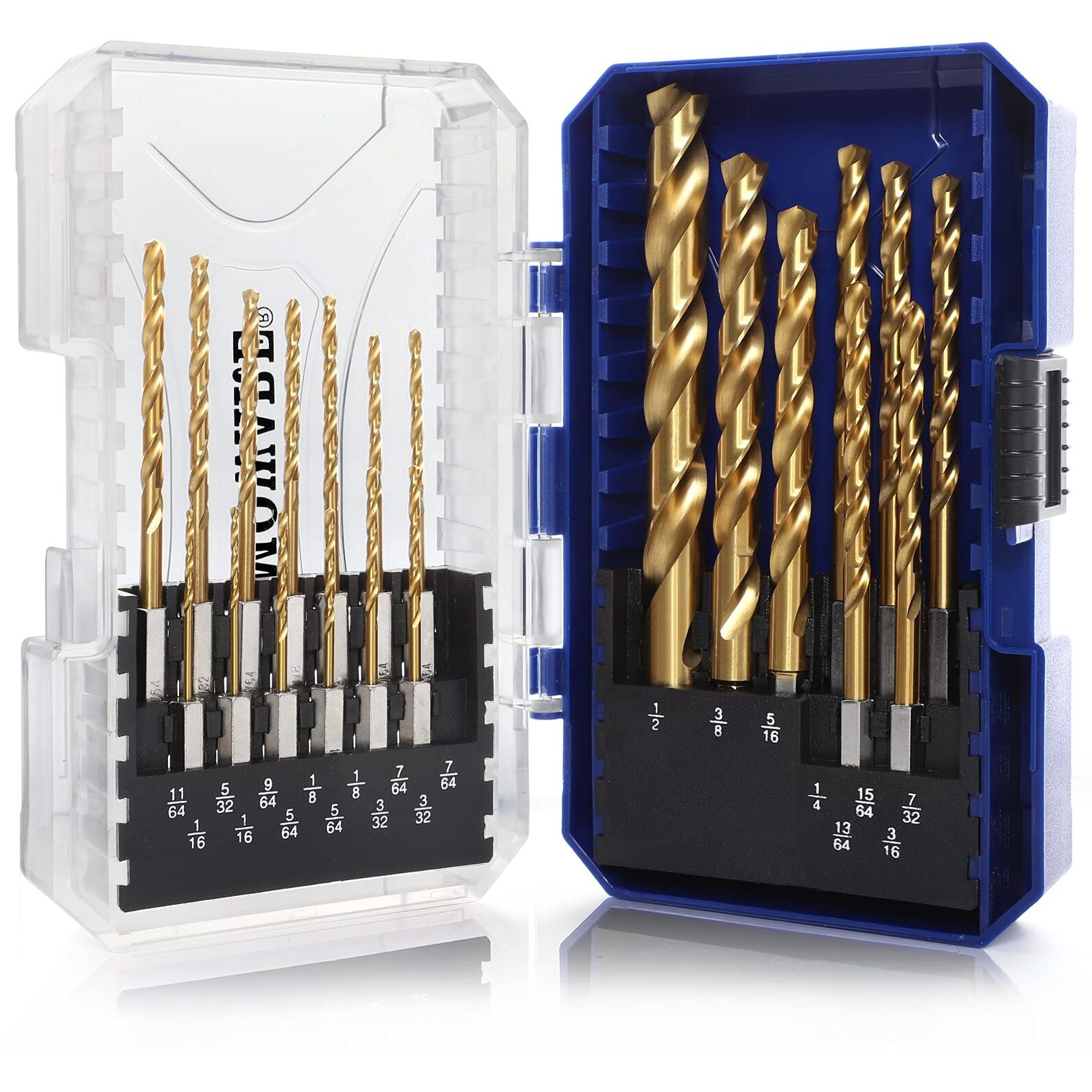 Comoware Impact Drill Bit Set - 21 Pcs Hex Drill Bit Set, Titanium Drill Bit Set, Hss Quick Change Impact Driver Drill Bit Set For Wood, Plastic, Aluminum Alloy, Metal, 1/16""-1/2""