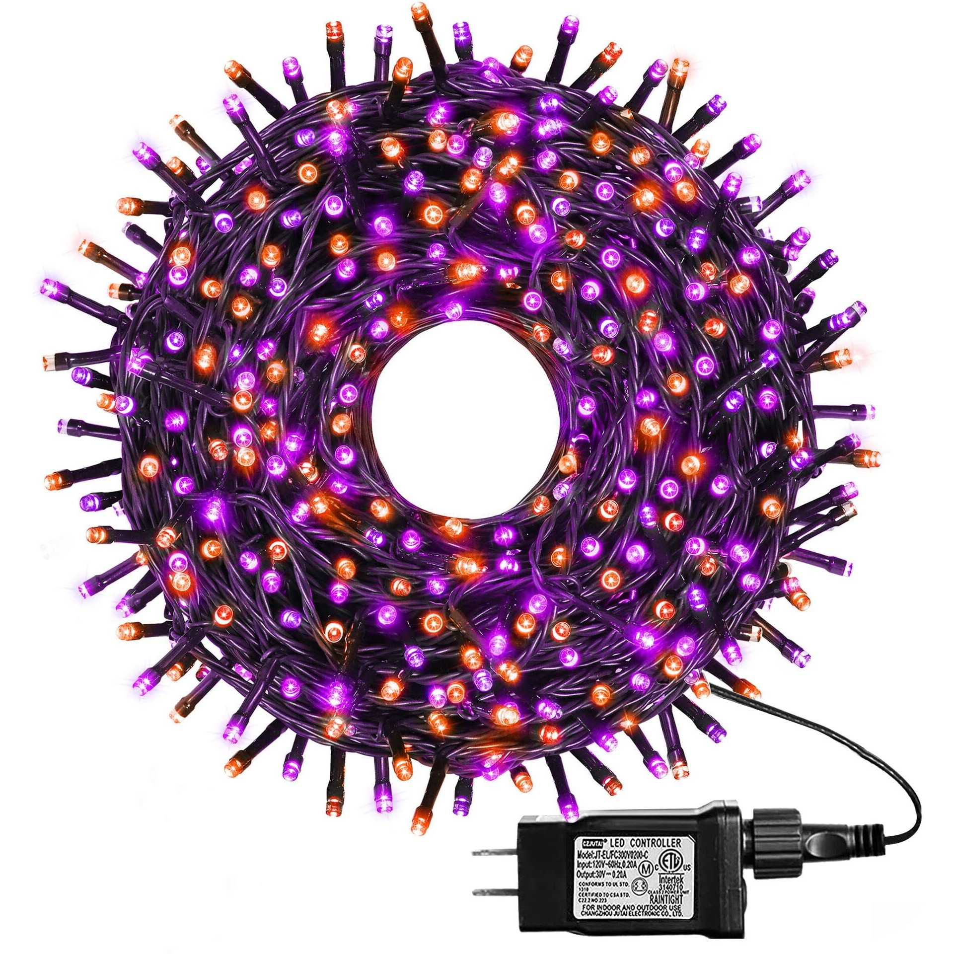 Kemooie 500 Led Halloween Lights, 164Ft 8 Lighting Modes Plug In Waterproof Fairy Lights For Outdoor Tree Lights Party Garden Balcony Halloween Decorations(Purple And Orange)