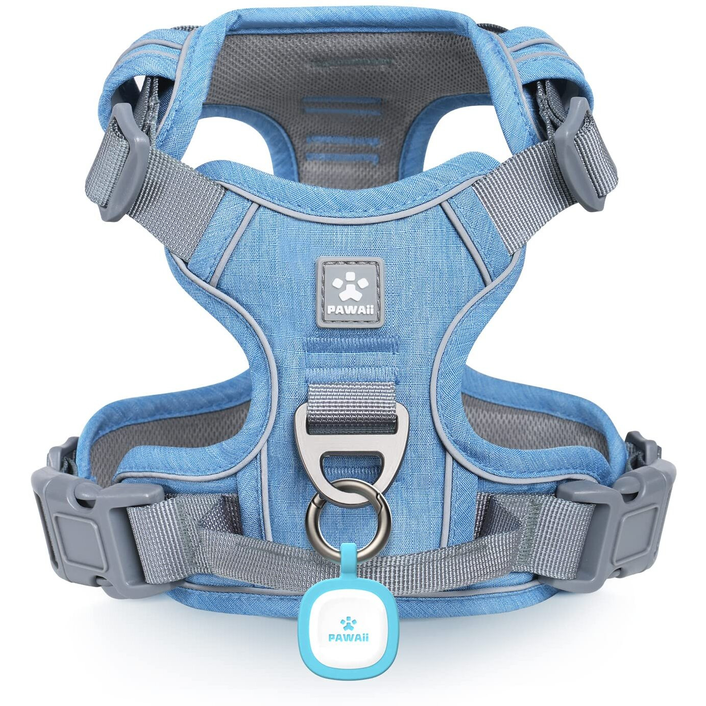 Pawaii No Pull Dog Harness With Pet Id Tag,Reflective Strips No Choke Front O Ring Breathable Mesh Adjustable Soft Padded Pet Vest With Easy Control Handle For Large Dogs