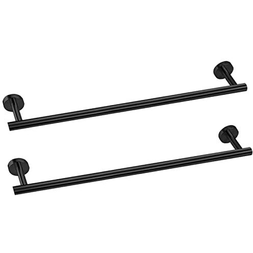 Cilee 2 Pieces Matte Black Bathroom Towel Bar, 16 Inch Double Towel Racks,Bathroom Towel Holder Towel Hanger For Bathroom Stainless Steel Wall Mount