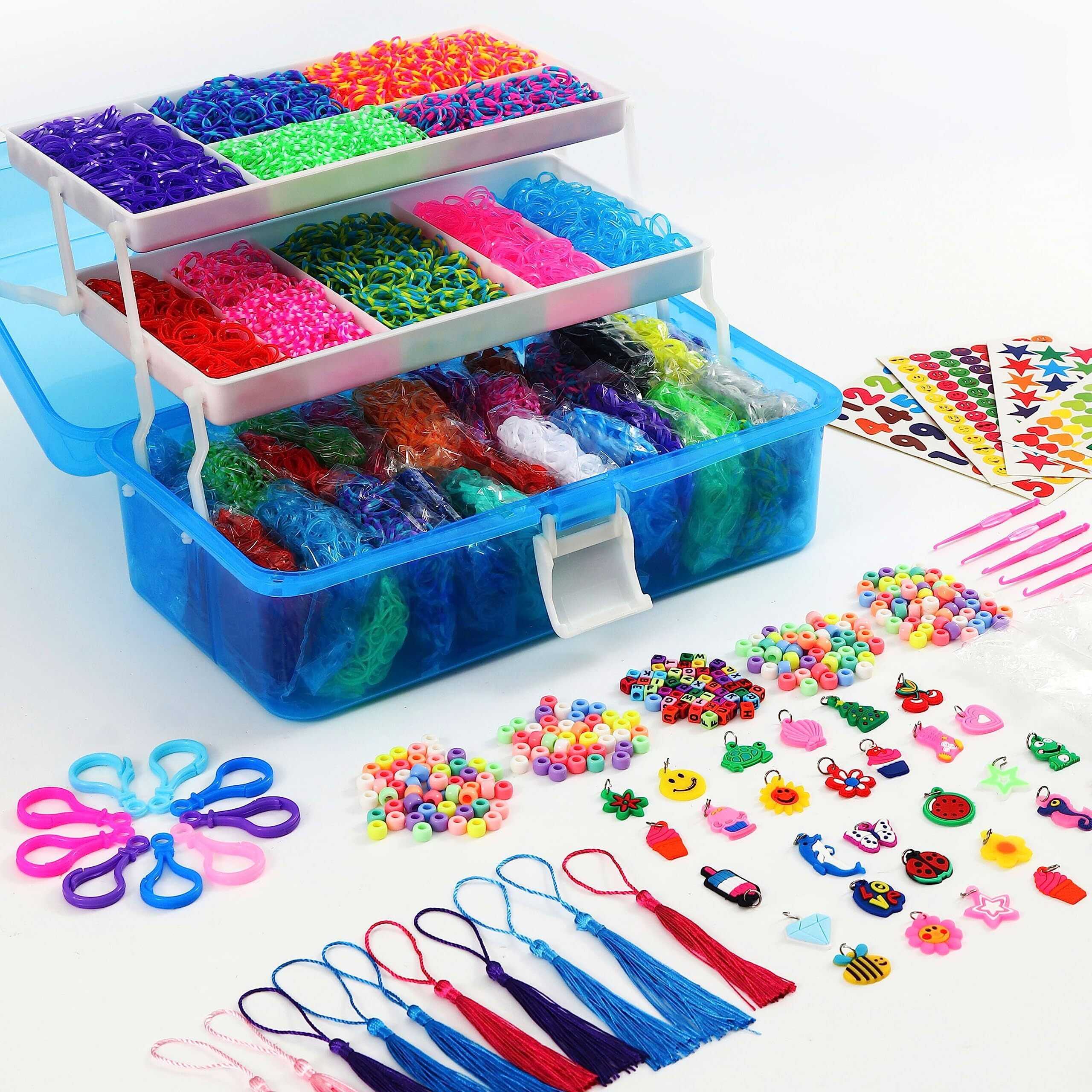 Yitohop 15000+ Loom Rubber Bands Bracelet Kit, Mega Giftable Carrying Box With Rich Accessories,Loom Bracelet Making Kit For Girls & Boys Weaving Diy Crafting Gift