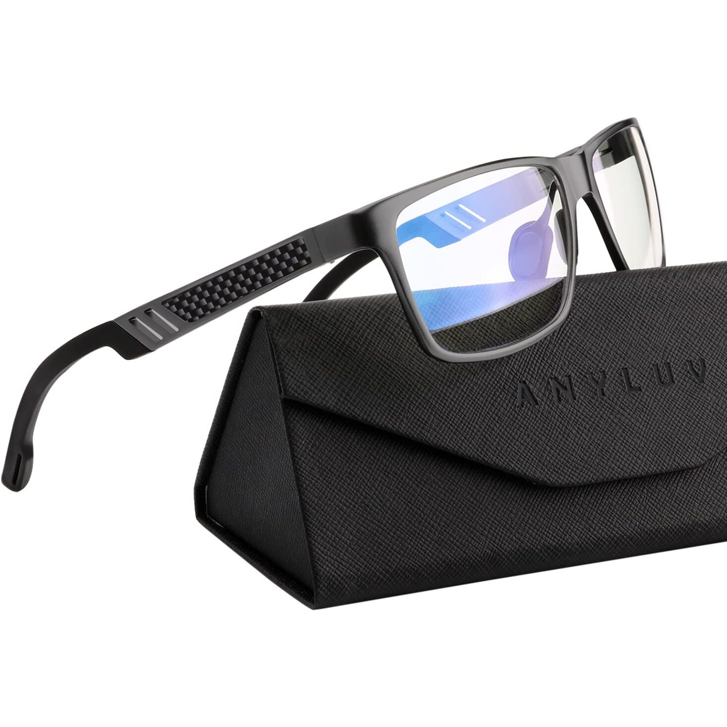 Anyluv Blue Light Blocking Glasses Men Computer Gaming Blue Screen Glasses Mens Blue Light Blocker Glasses Rectangle Metal Frame Uv400 Clear Lens