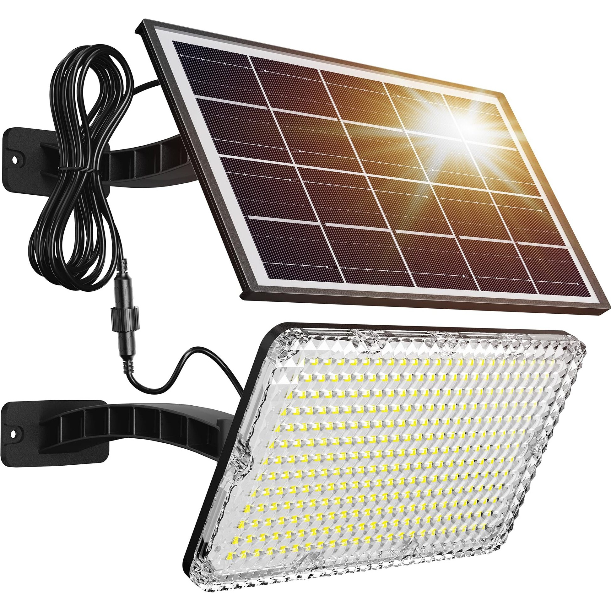 Jackyled 1000 Lumens 299 Led Solar Lights Outdoor Bright Solar Dusk To Dawn Light With 4000Mah Battery, Ip65 Waterproof Outdoor Solar Powered Security Flood Light For Wall Porch Shed Barn
