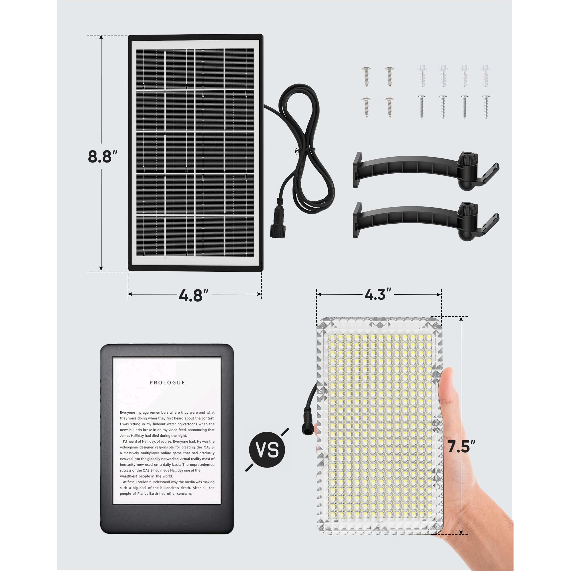 Jackyled 1000 Lumens 299 Led Solar Lights Outdoor Bright Solar Dusk To Dawn Light With 4000Mah Battery, Ip65 Waterproof Outdoor Solar Powered Security Flood Light For Wall Porch Shed Barn