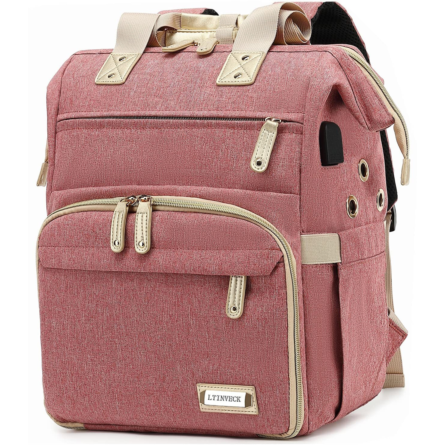 Ltinveck Knitting Bag Backpack,Yarn Storage Organizer Travel Crochet Bag With Usb Charging Port,Yarn Storage Tote Bag Yarn Holder