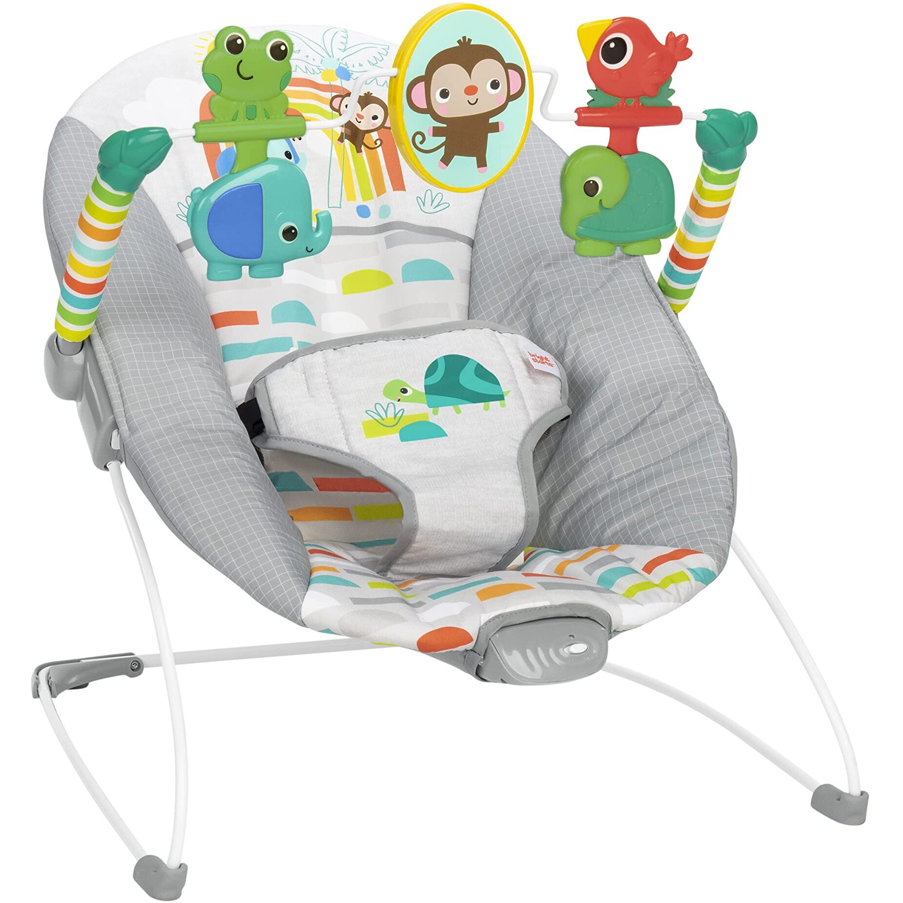 Bright Starts Playful Paradise Comfy Baby Bouncer Seat With Soothing Vibration And Toys, Unisex, 0-6 Months