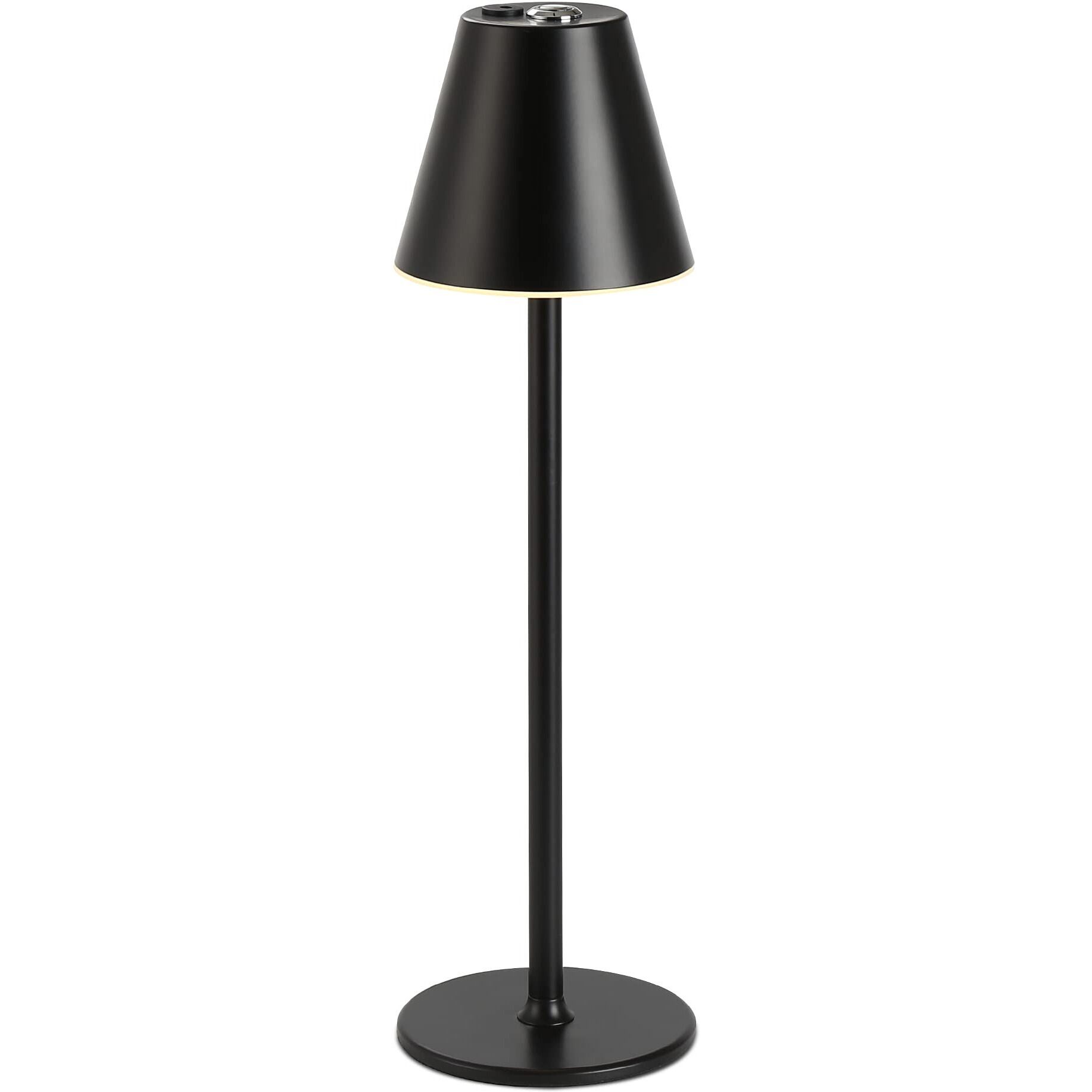 Timjorman Modern Led Cordless Table Lamp,4000Mah Rechargeable Battery Desk Lamp,3 Level Brightness Night Light, Metal Shell,Minimalist Design, For Couple Dinner/Coffee Table/Restaurant/Bedroom(Black)
