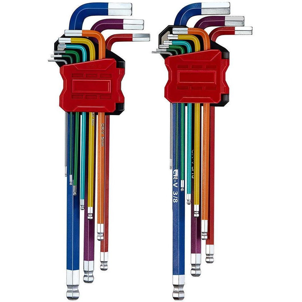 Lichamp 18-Piece Long Allen Wrenches Sets, Metric And Standard Allen Key Set Hex Key With Ball End, Sae 1/16 To 3/8 Inch, Metric 1.5 To 10 Mm