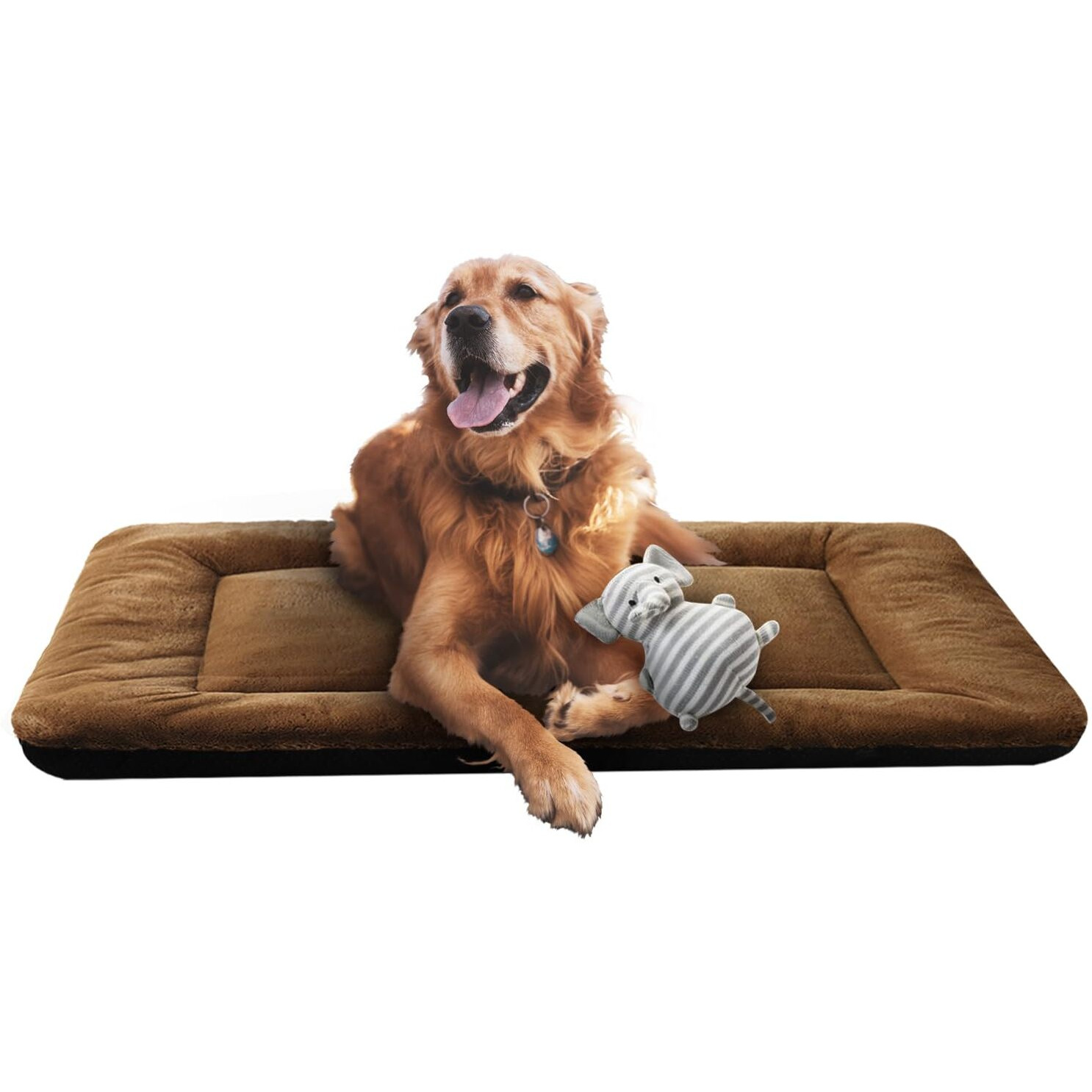 Dog Beds Crate Pad For Large Dogs Fit Metal Dog Crates,Ultra Soft Dog Crate Bed Washable & Anti-Slip Kennel Pad For Dogs Cozy Sleeping Mat,Brown 42Inch