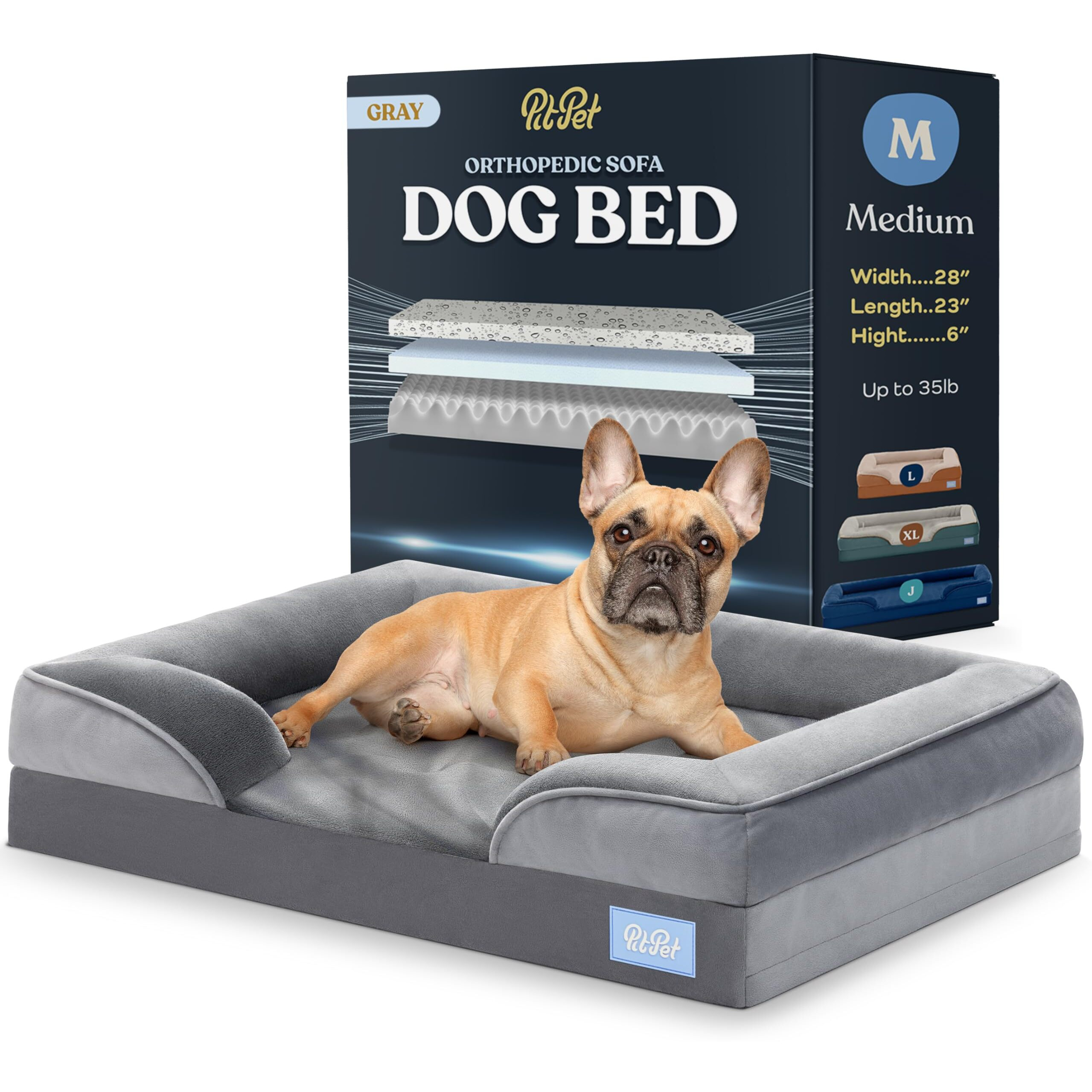 Orthopedic Sofa Dog Bed - Ultra Comfortable Dog Beds For Medium Dogs - Breathable & Waterproof Pet Bed- Egg Foam Sofa Bed With Extra Head And Neck Support - Removable Washable Cover & Nonslip Bottom.