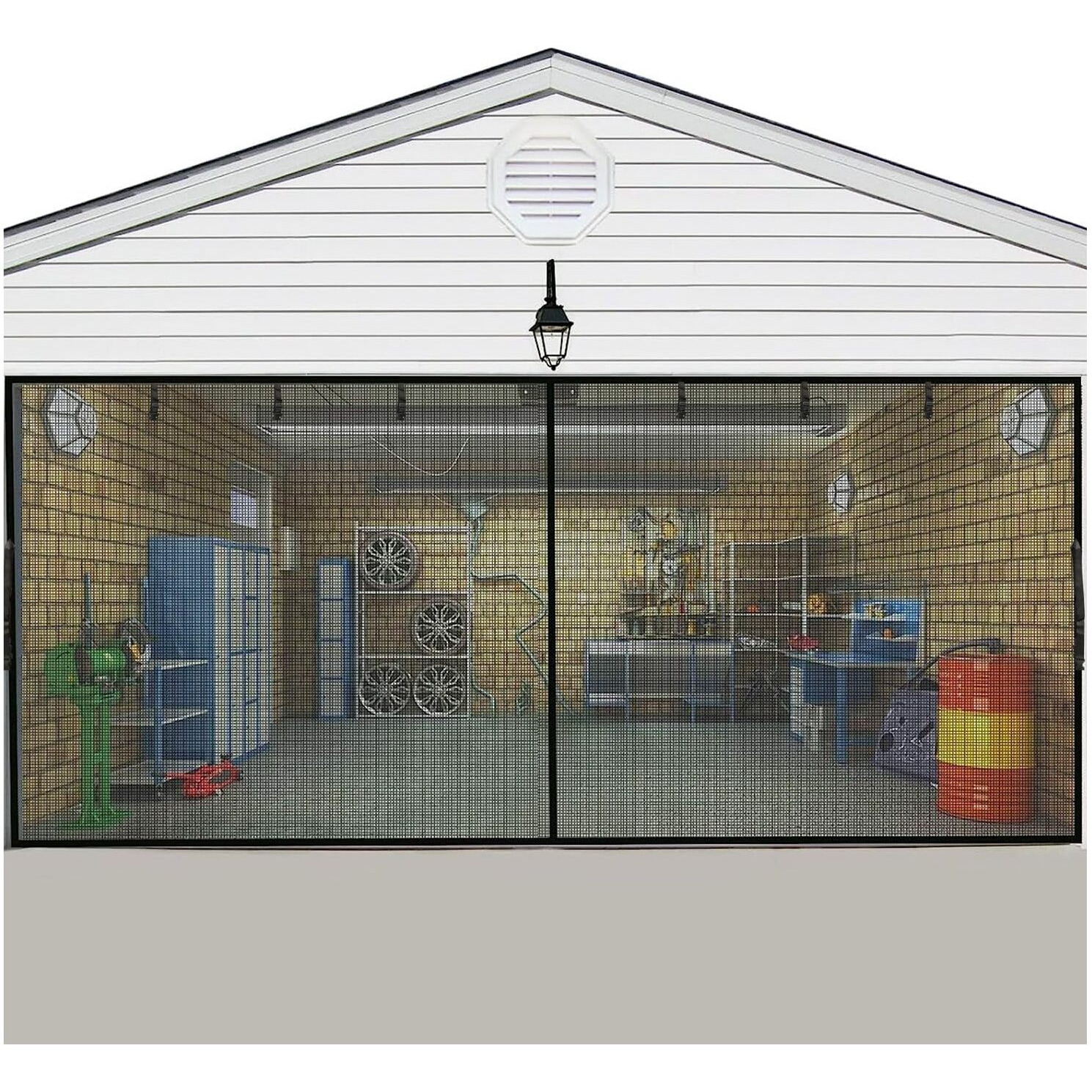 Eapele Garage Door Screen 16X7Ft For 2 Car Garage, 300-Mesh Screen Keep Out Dust Also Allow Fresh Air To Come Through, Strong Magnets Make Sure Snaps Shut Behind You