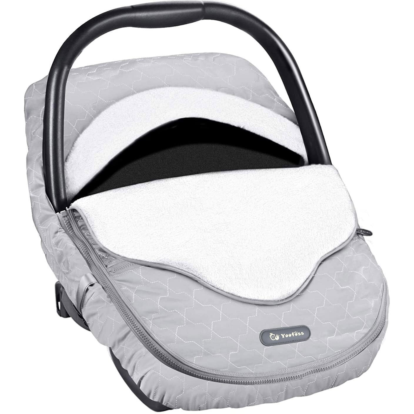 Yoofoss Baby Car Seat Cover Winter Carseat Canopies Cover To Protect Baby From Cold Wind, Super Warm Plush Fleece Baby Carrier Cover For Infant Boys Girls (Gray)