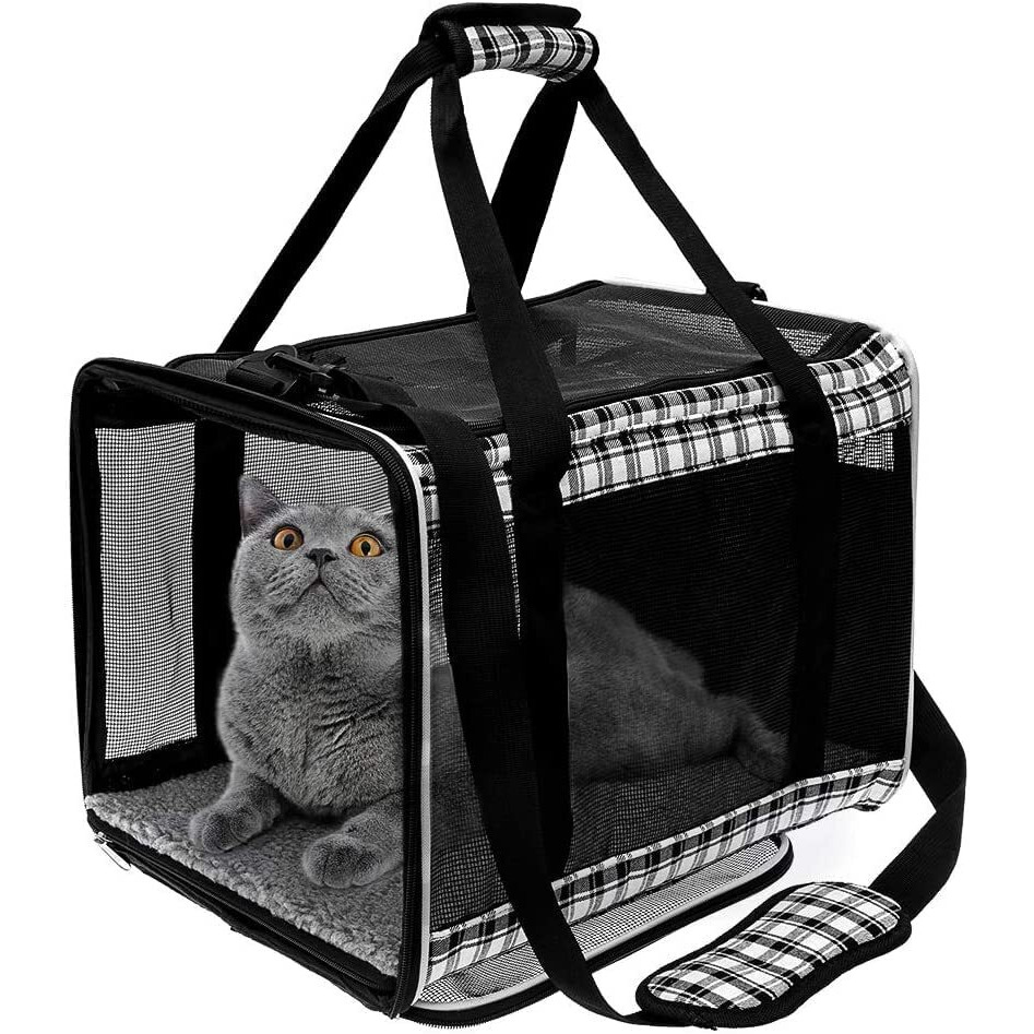 Expawlorer Large Cat Carrier For 2 Cats, Soft-Sided Pet Carrier For Cat,Top Load Cat Carriers For Medium Cats Under 25,Airline Approved Pet Travel Bag Fit 2 Kitties Small Dogs