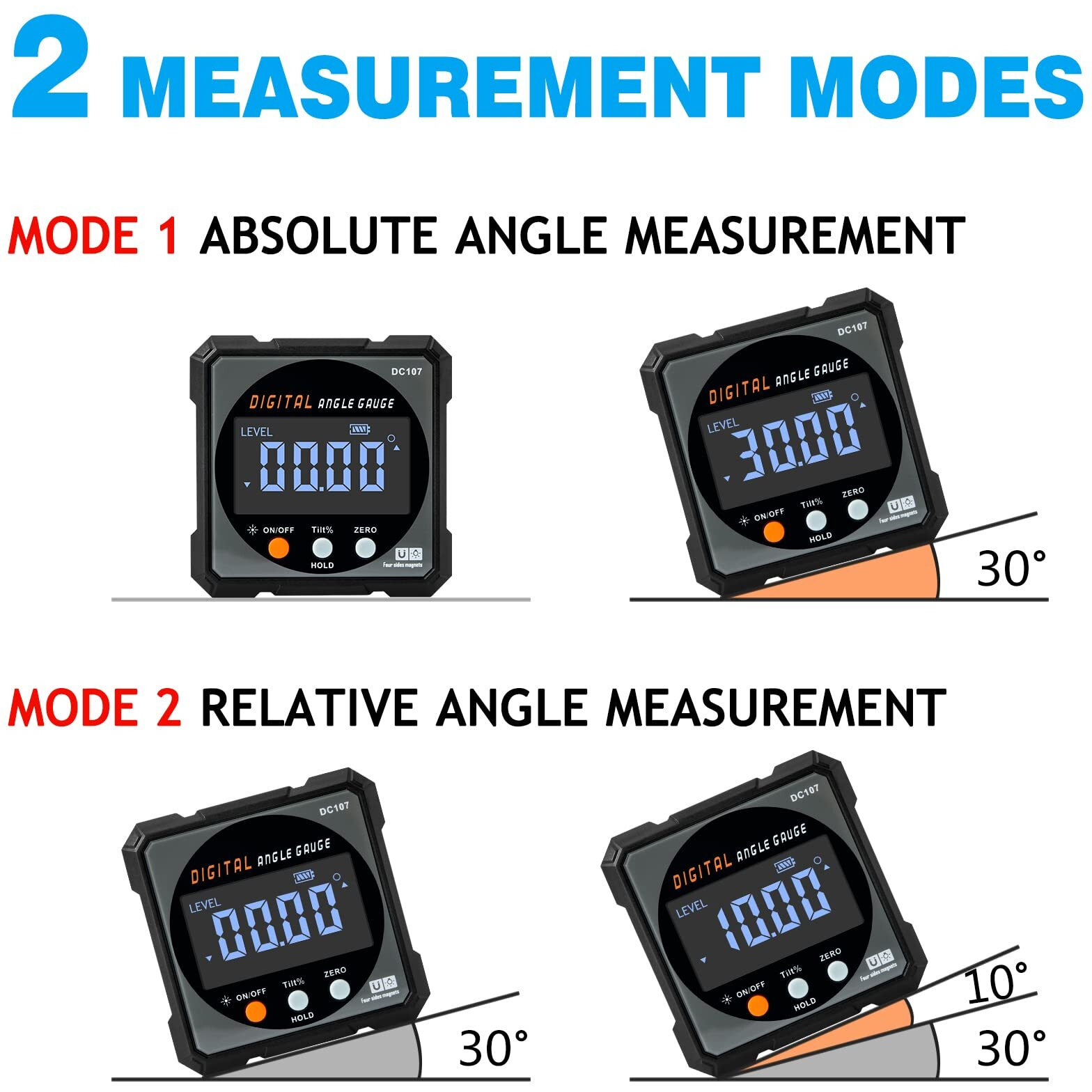 Digital Angle Finder With Electronic Laser - 4-Side Strong Magnetic Angle Gauge, Cube Inclinometer With Backlight, Table Saw Miter Protractor, Woodworking Measuring Tool, Level Box For Hanging