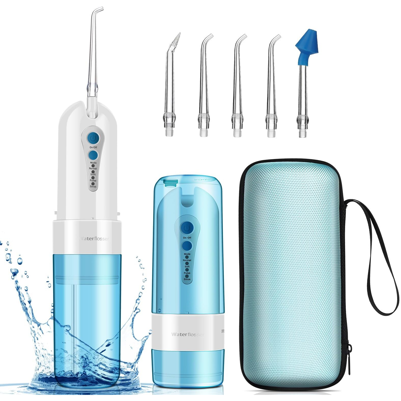 Water Dental Flosser Cordless For Teeth, Portable Oral Irrigator Rechargeable Water Flosser For Teeth Cleaning With Travel Case, 4 Modes & 5 Jet Tips Electric Flosser Ipx7 Waterproof For Home Travel
