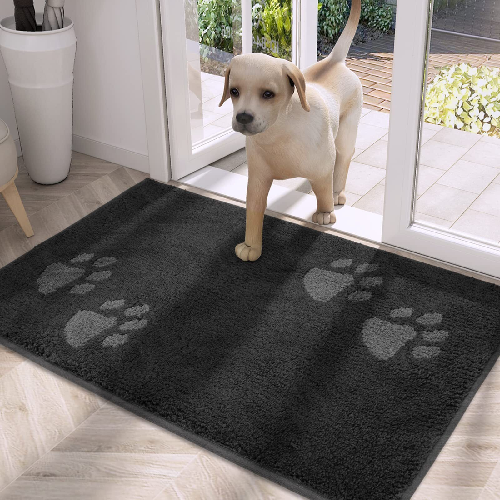 Purrugs Dirt Trapper Door Mat 24 "" X 35.5 "", Non-Skid/Slip Machine Washable Microfiber Entrance Rug, Shoes Scraper, Dog Doormat, Super Absorbent Floor Mat For Muddy Wet Shoes And Paws, Charcoal