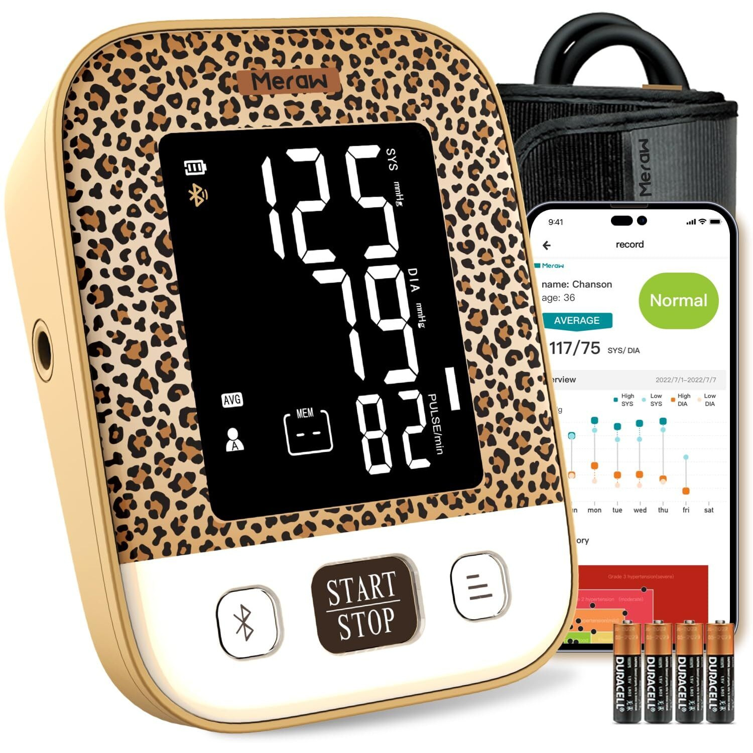 Meraw Blood Pressure Monitor Home Use, Blood Pressure Cuff Digital Arm, Blood Pressure Monitor Automatic Cuff 8.7-16.5"" Bluetooth App Tracking Irregular Heartbeat Monitoring Fsa/Hsa Eligible Brown