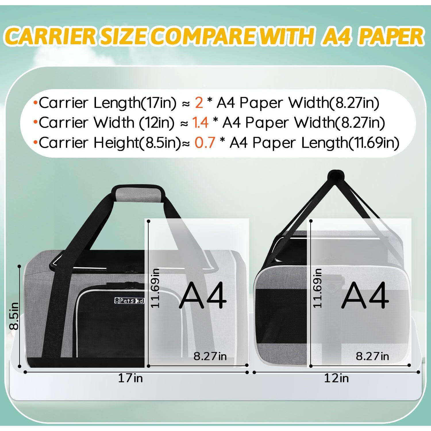 Petskd Pet Carrier 17X12X8.5 Jetblue Allegiant Airline Approved,Pet Travel Carrier Bag For Small Cats And Dogs, Soft Dog Carrier For 1-8 Lbs Pets,Dog Cat Carrier With Safety Lock Zipper(Grey)