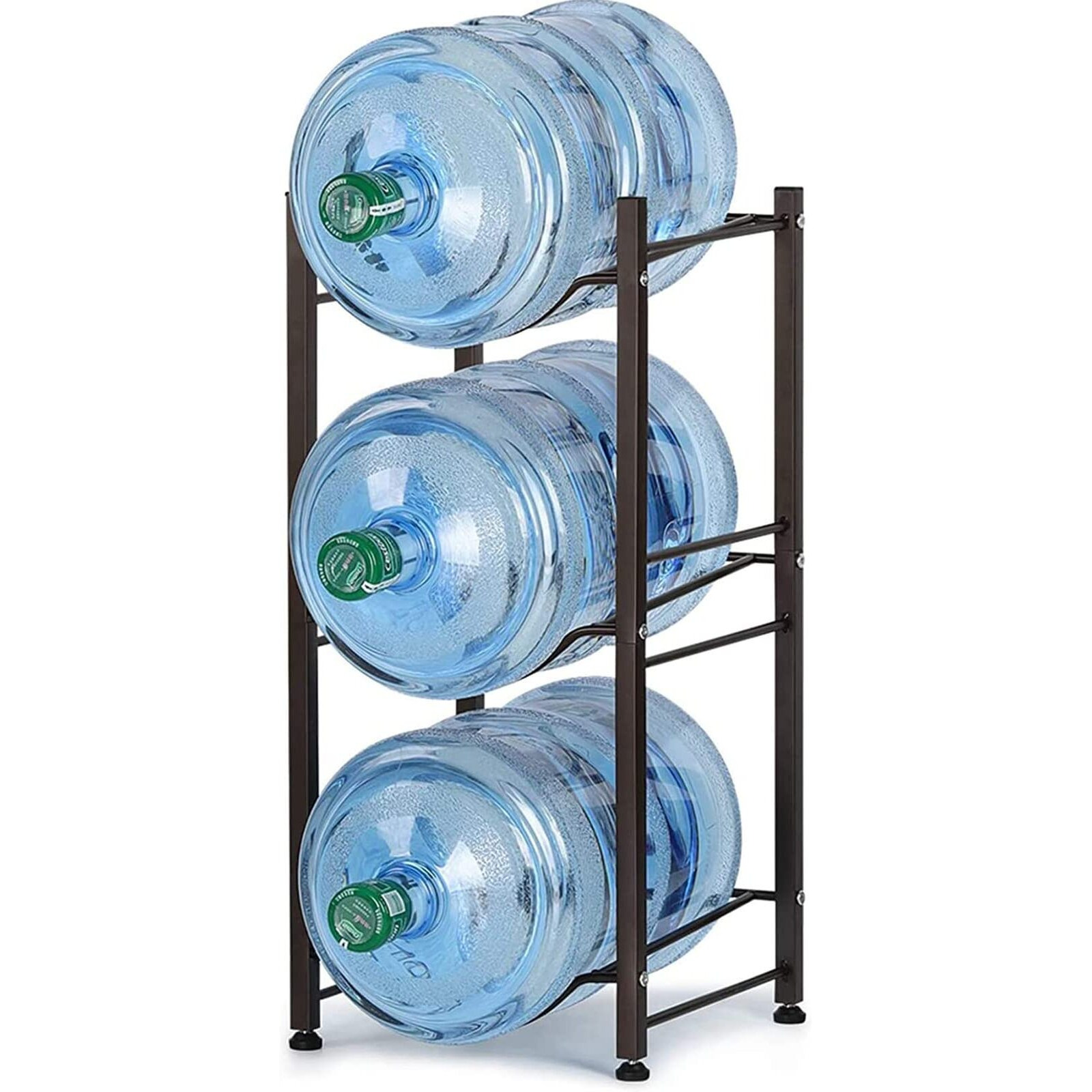 Sehertiwy Water Jug Holder, 5 Gallon Water Bottle Storage Rack For Water Dispenser, Water Cooler Jug Rack, 3 Tier Water Jug Stand, 5 Gallon Water Bottle Holder (3 Tier, Dark Brown)