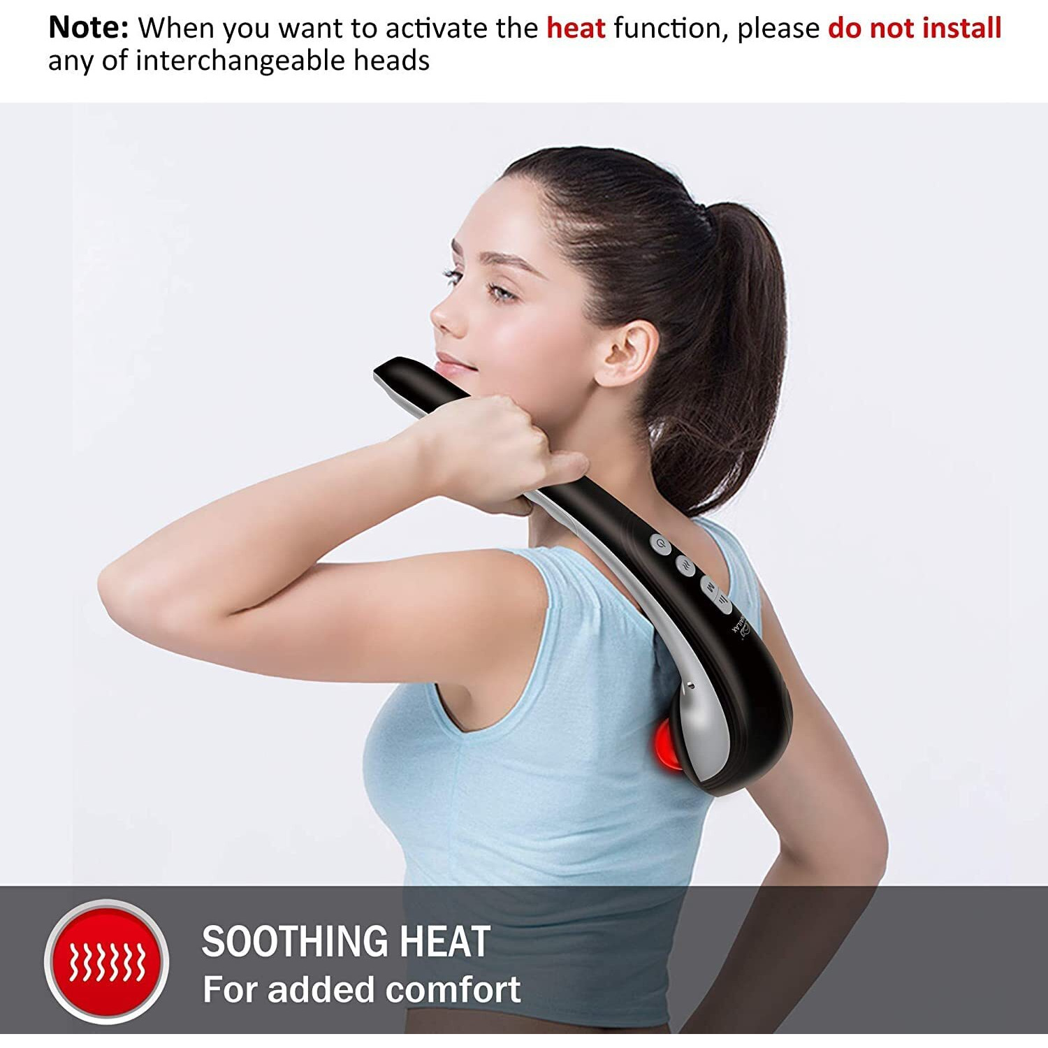 Snailax Cordless Handheld Back Massager With Heat,Deep Tissue Percussion Massager, 3 Sets Of Dual Pivoting Heads,Rechargeable Hand Held Massager For Neck,Back Shoulder,Calf,Legs