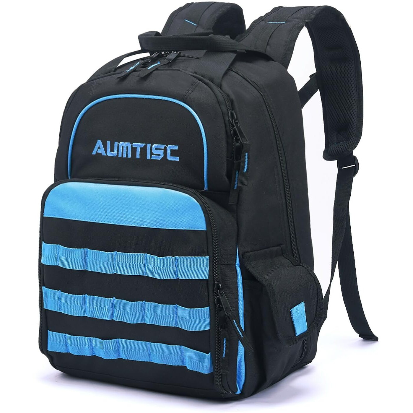Aumtisc Tool Backpack Jobsite Backpack Tools Bag Multi-Use Pocket Industrial & Construction Work Backpack (Blue)