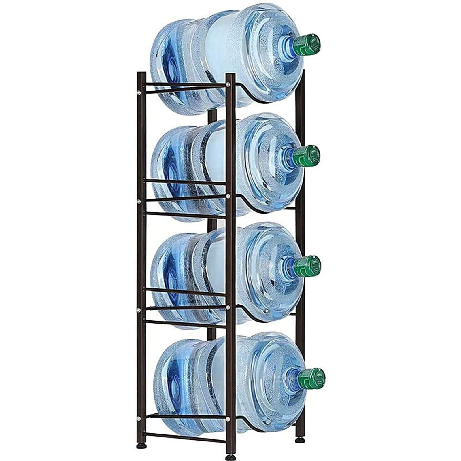 5 Gallon Water Jug Holder Water Bottle Storage Rack, 4 Tier Water Cooler Jug Rack, 5 Gallon Water Jug Stand, 5 Gallon Water Bottle Holder(4 Tier, Dark Brown)