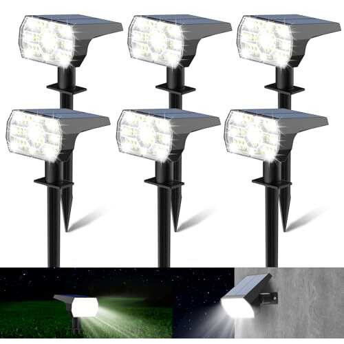 Kaxiida Solar Spot Lights Outdoor Waterproof, 3 Lighting Modes Solar Landscape Lights For Outside, 56Led Solar Powered Lights Dusk To Dawn Pack Of 6