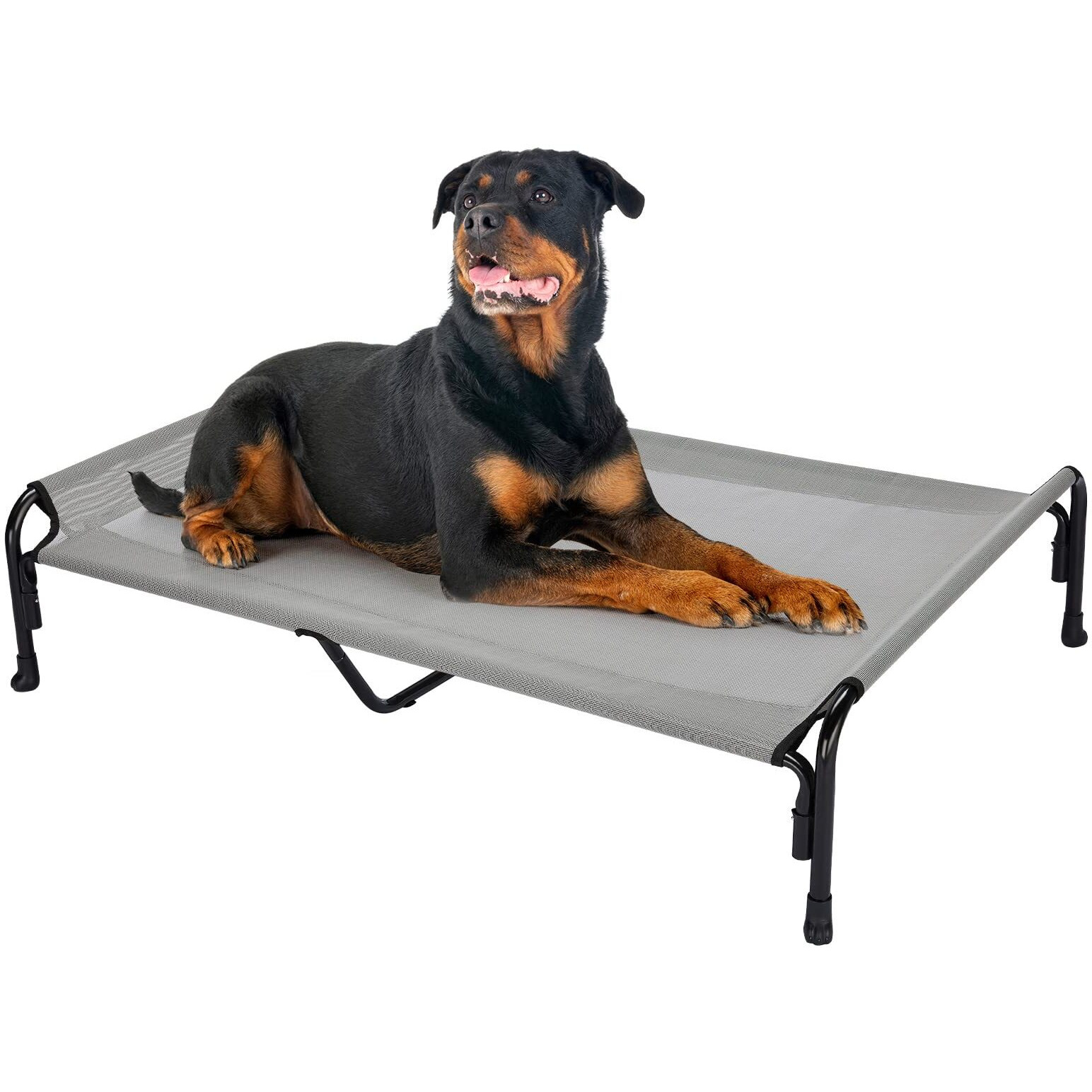 Veehoo Xxl Outdoor Elevated Dog Bed, Raised Dog Cot For Extra Large Dogs, Cooling Washable Waterproof Pet Hammock Beds With Slope Headrest, Breathable Mesh And Sturdy Frame, Xx-Large, Grey, Cwc2204