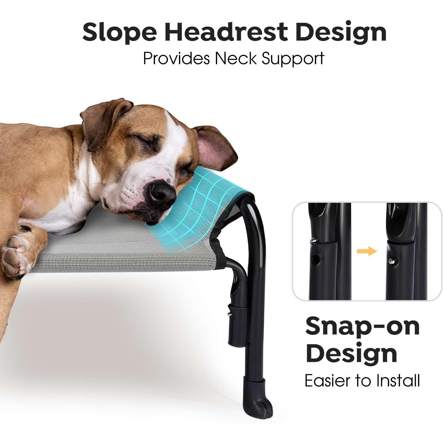 Veehoo Xxl Outdoor Elevated Dog Bed, Raised Dog Cot For Extra Large Dogs, Cooling Washable Waterproof Pet Hammock Beds With Slope Headrest, Breathable Mesh And Sturdy Frame, Xx-Large, Grey, Cwc2204