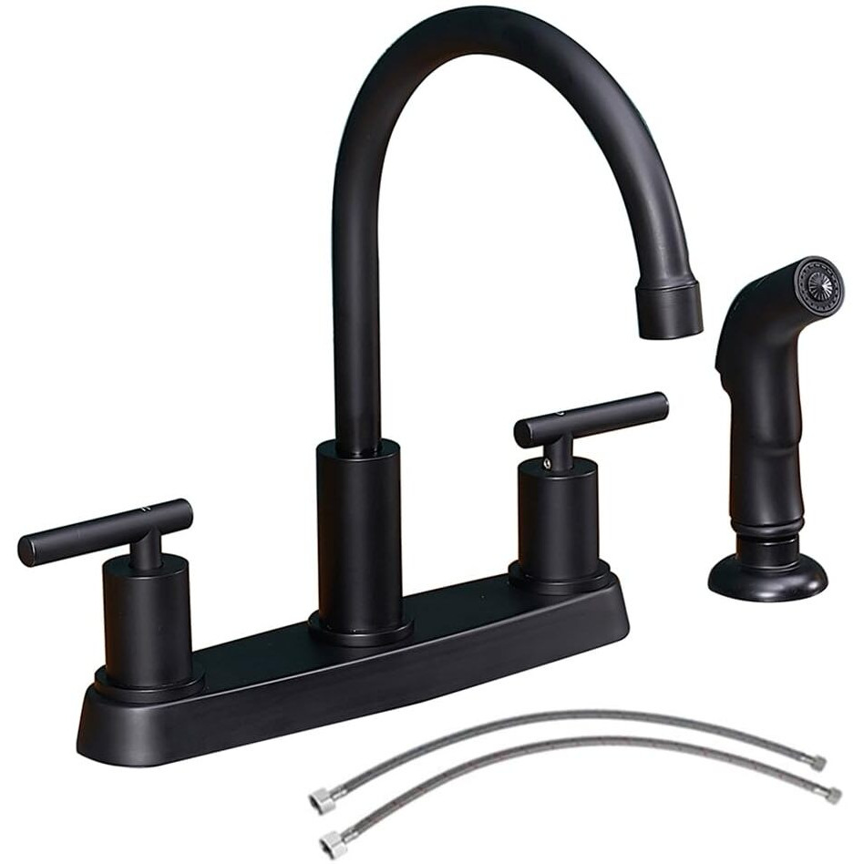 Black Kitchen Faucet, Matte Black Kitchen Faucet With Sprayer, 3 Hole Or 4 Hole Matte Black Faucet For Kitchen Sink, Touch Kitchen Faucet With Side Sprayer,Tdlkf024B