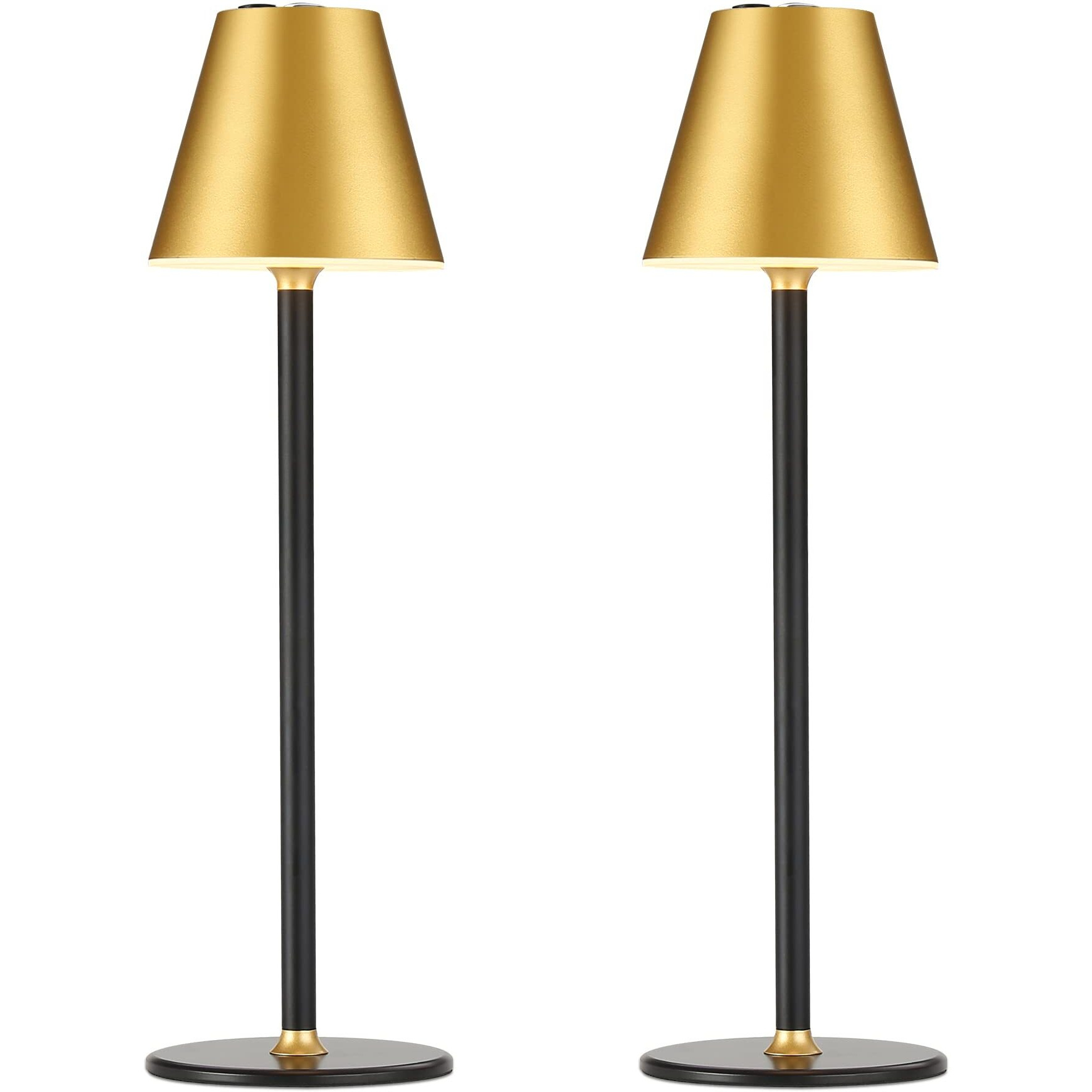 Modern Led Cordlesstable Lamp,4000Mah Rechargeable Battery Desk Lamp,3 Level Brightness Kitchen Light, Portable,Minimalist Design, For Couple Dinner/Coffee Table/Restaurant/Bedroom(Gold&Black 2Pack)