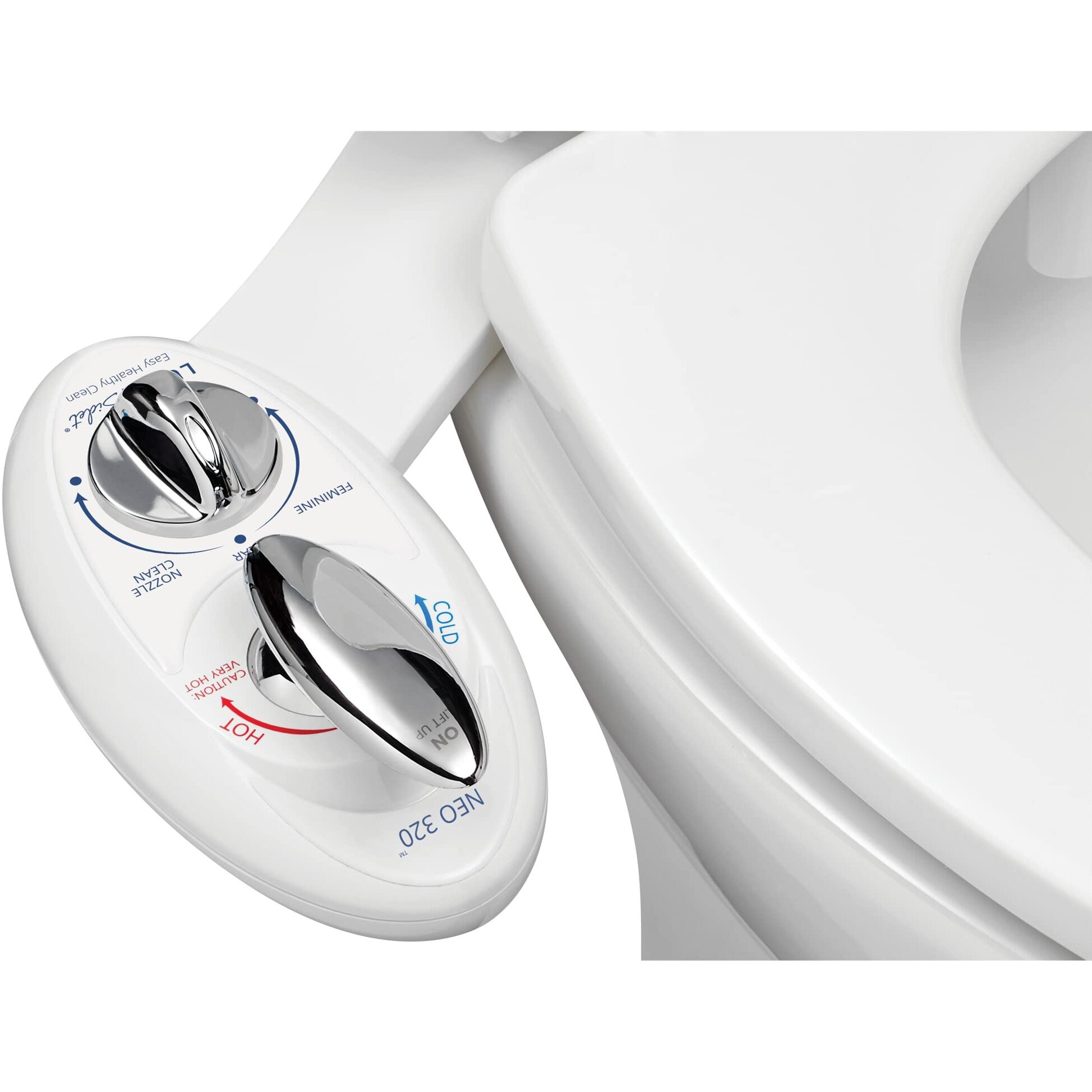 Luxe Bidet Neo 320 - Self Cleaning Dual Nozzle - Hot And Cold Water Non-Electric Bidet Toilet Attachment (White)