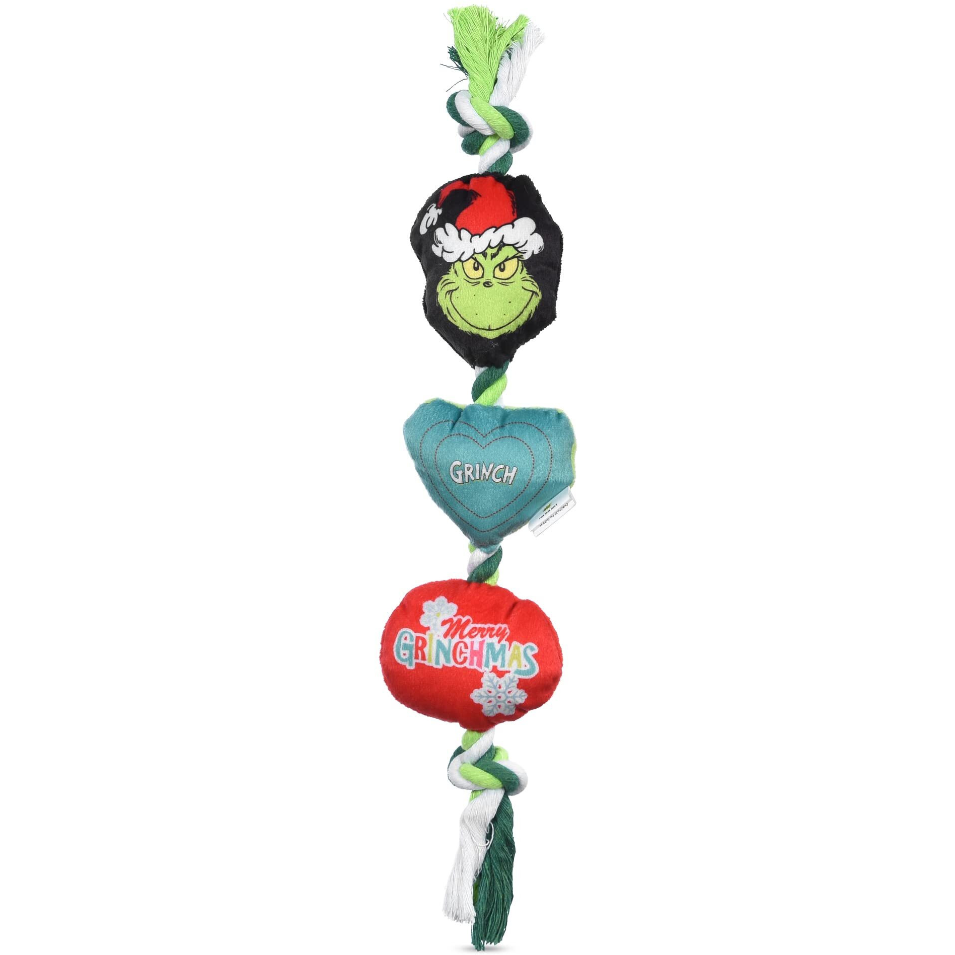 Dr. Seuss For Pets How The Gr Stole Christmas 14"" Heart Rope Toy For Dogs  Squeaky Dog Toys, Rope Dog Toys, Holiday Toys For Dogs, Pet Christmas Stocking Gifts  The Gr Dog Toys (Ff25748)